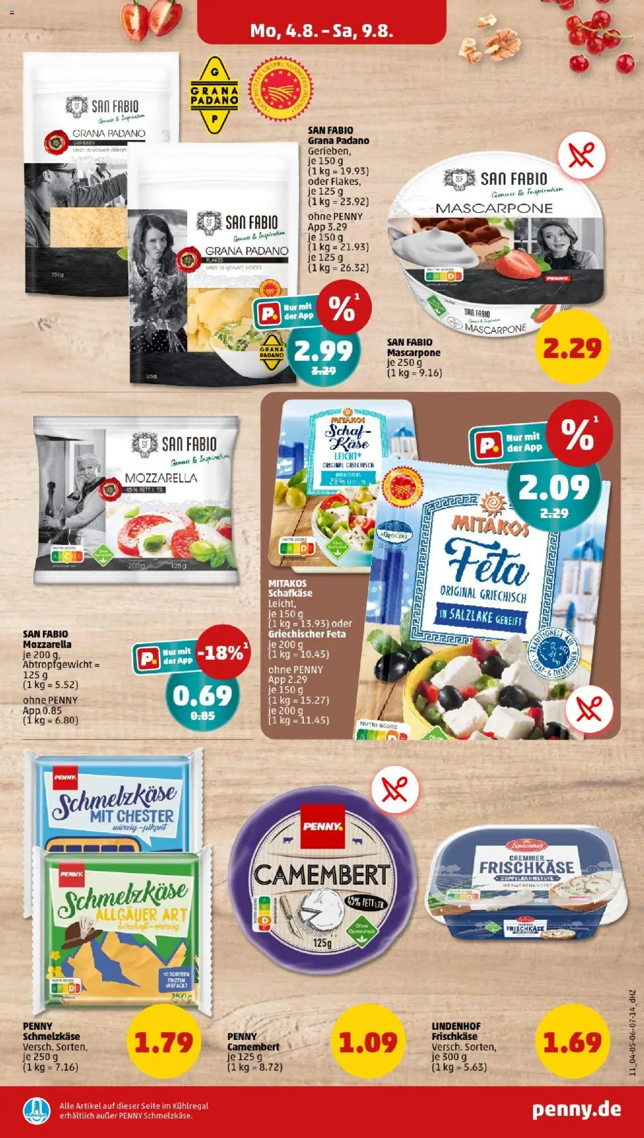 Penny - Bayern - gültig ab dem 04.08.2025 | Seite: 11 | Produkte: Feta, Käse, Mascarpone, Frischkase