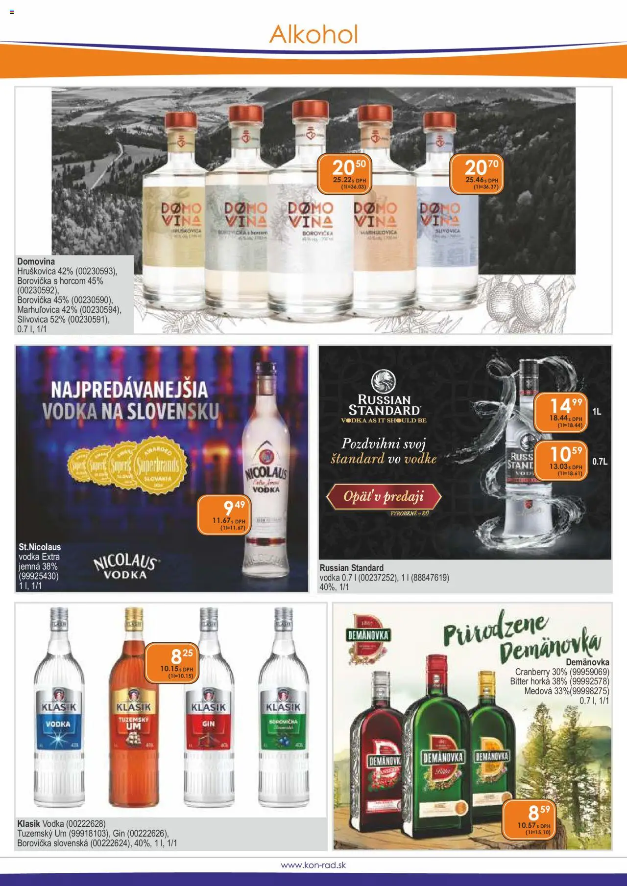 KON - RAD leták │ platný od 01.06.2025 | Strana: 15 | Produkty: Slivovica, Gin, Alkohol, Rum