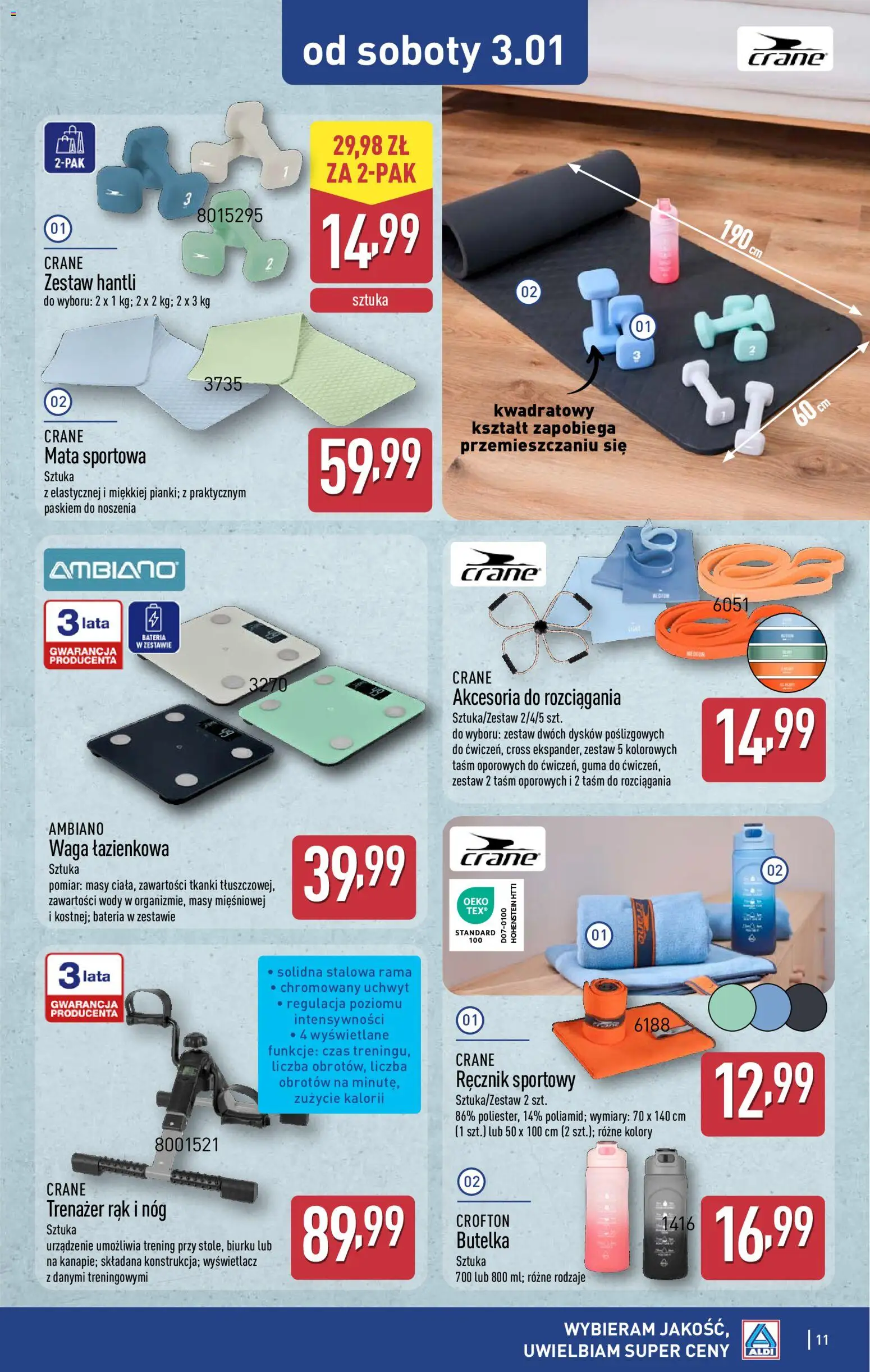 Aldi Gazetka - Artykuły przemysłowe i tekstylia od 29.12.2025 | Strona: 11 | Produkty: Waga, Bateria, Waga łazienkowa
