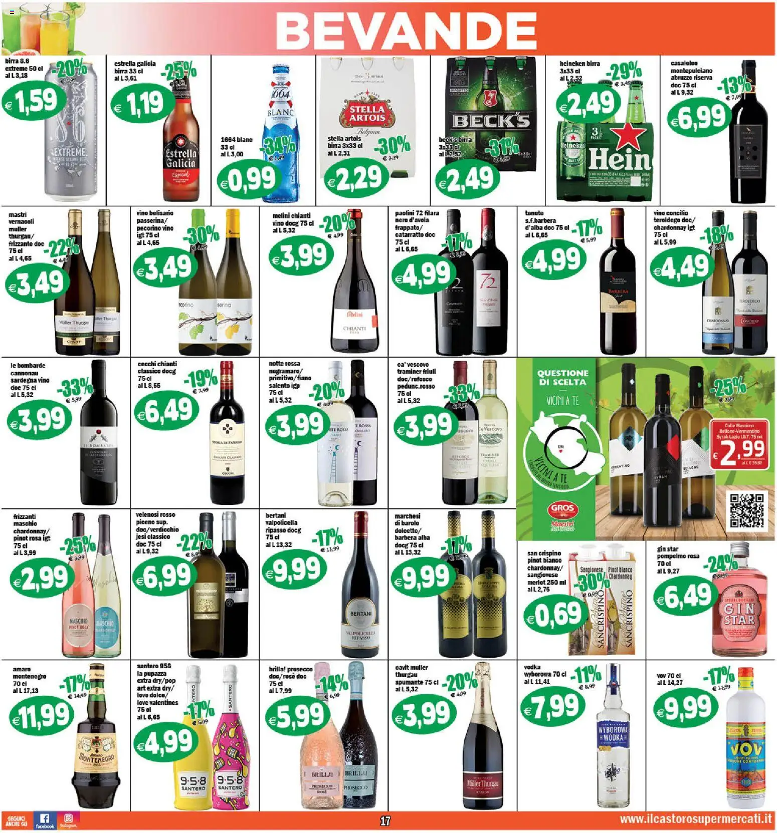 Volantino Il Castoro del 13.02.2026 | Pagina: 17 | Prodotti: Pompelmo, Vino, Spumante, Heineken