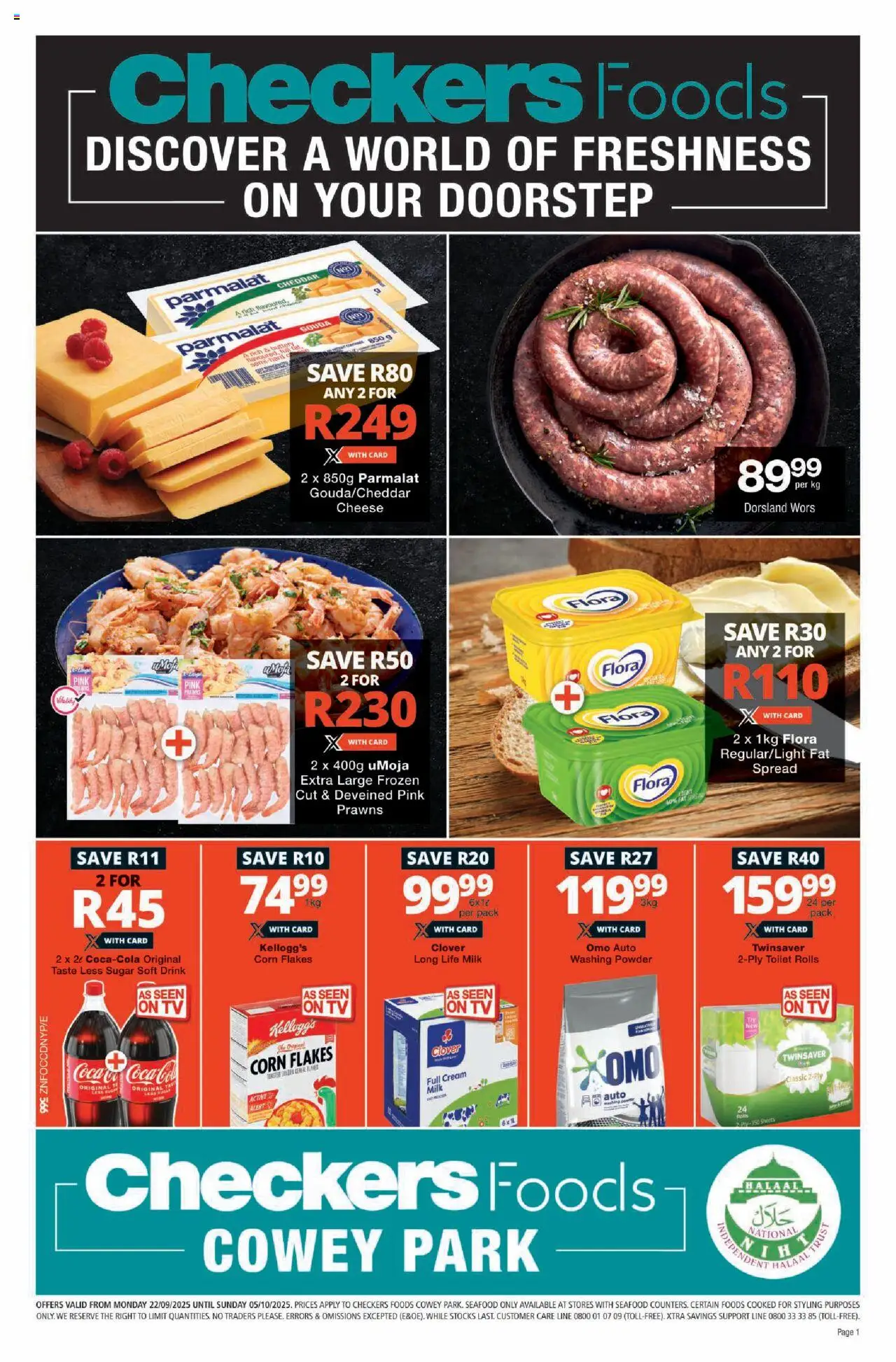 New Checkers catalogue – valid from 22.09.2025 | Page: 1 | Products: TV, Milk, Washing powder, Sugar