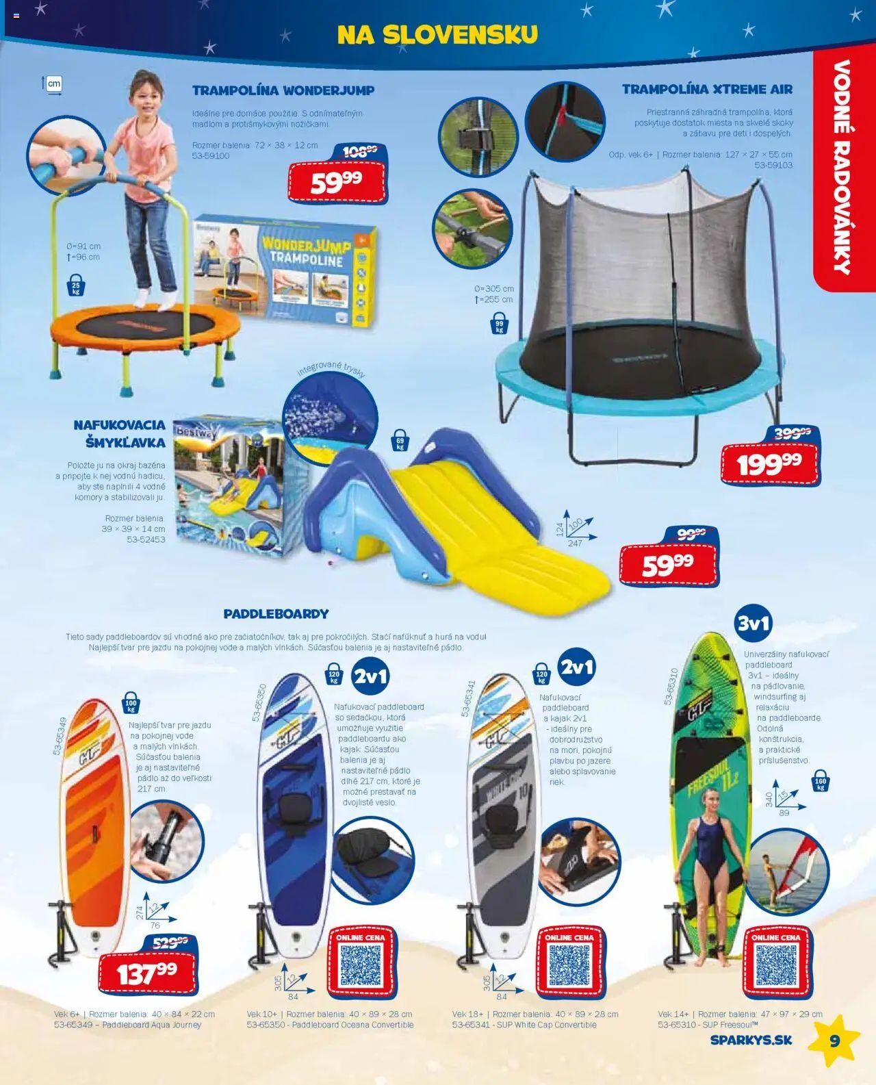 ALLTOYS letný katalóg │ platný od 26.06.2025 | Strana: 9 | Produkty: Trampolína, Paddleboard