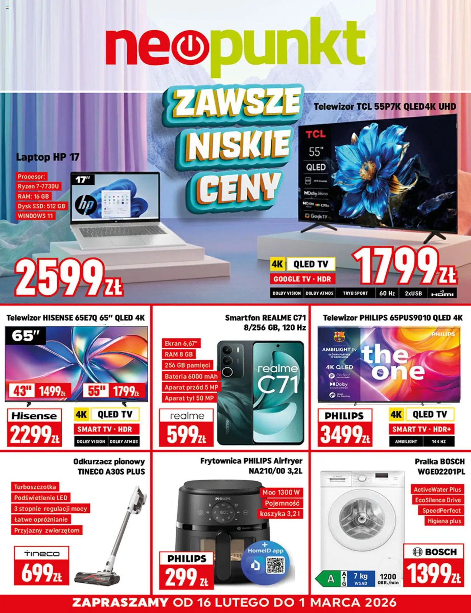Neopunkt Gazetka od 16.02.2026 | Strona: 1 | Produkty: Smartfon, Dysk, Pralka, Bateria