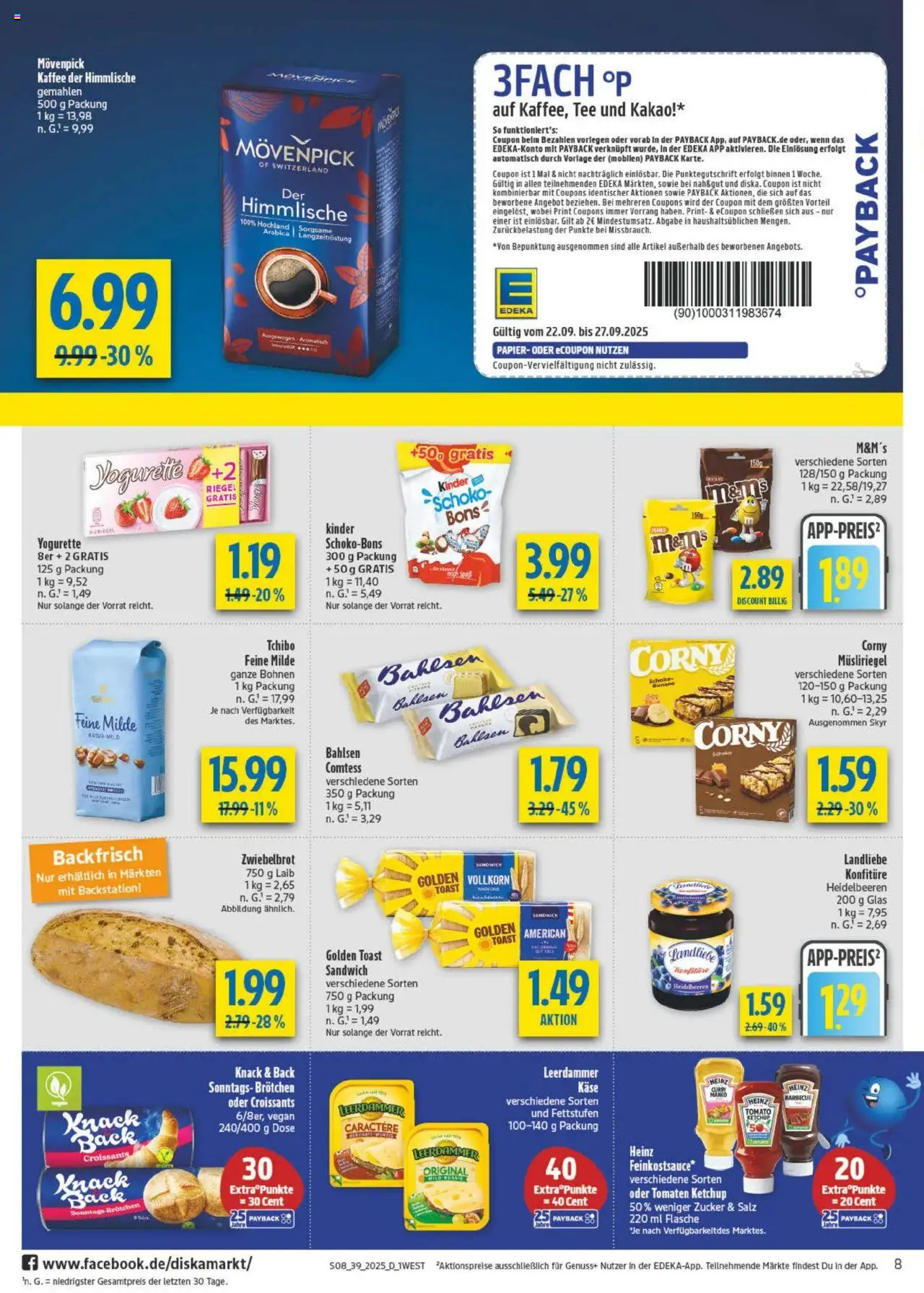 Diska - diska Angebote Bayern KW39 – gültig ab 22.09.2025 | Seite: 8 | Produkte: Yogurette, Toast, Salz, Movenpick kaffee