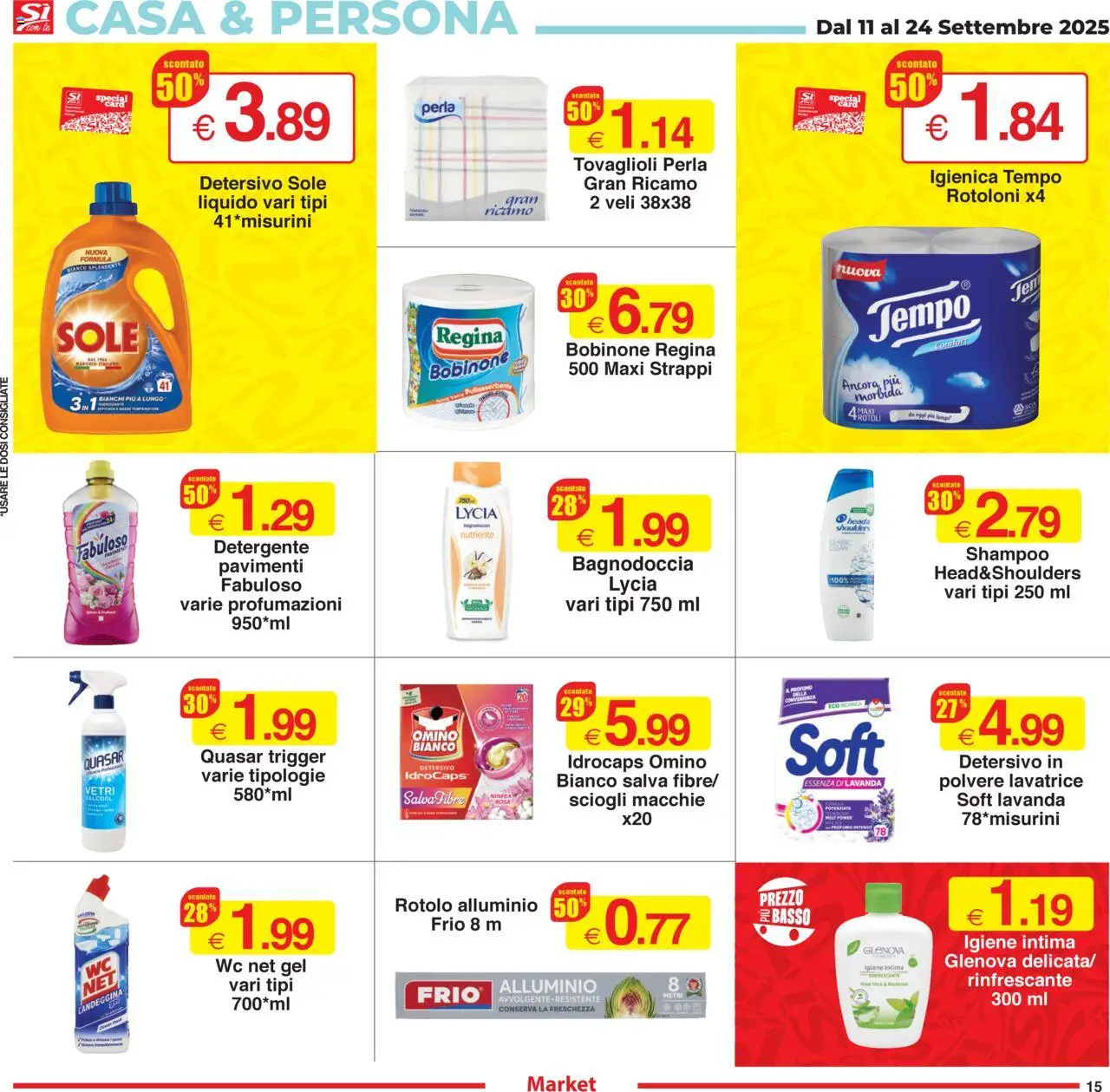 Volantino Sì con Te del 11.09.2025 | Pagina: 15 | Prodotti: Shampoo, Candeggina, Lavatrice, Profumo