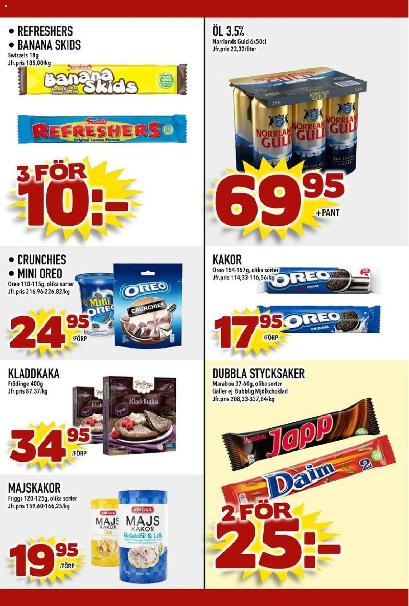 Din Mat reklamblad aktuell från 10.11.2025 | Sida: 7 | Produkter: Galler, Oreo, Kladdkaka, Öl