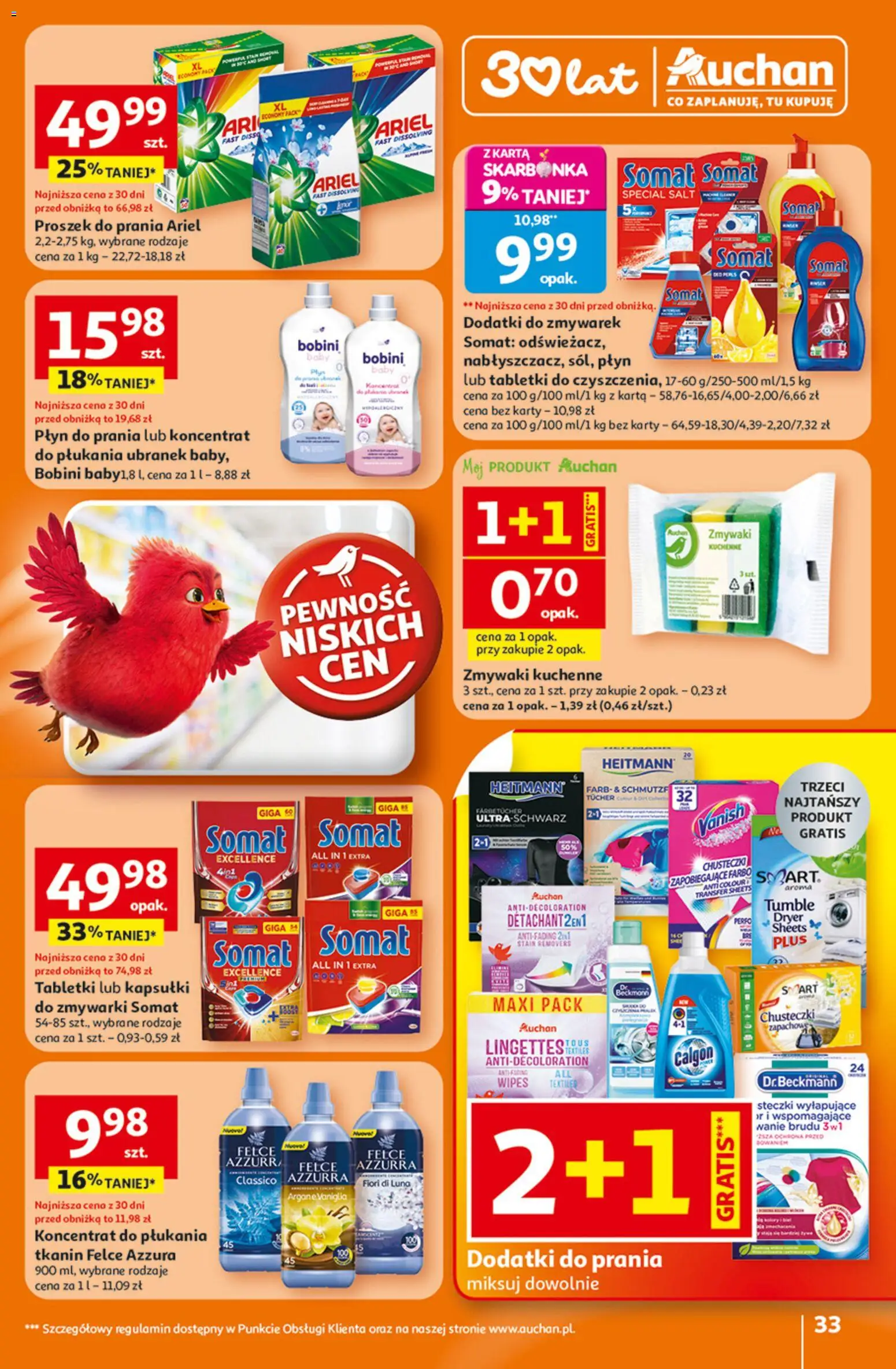 Auchan Gazetka - 30 Lat Hipermarket od 15.01.2026 | Strona: 33 | Produkty: Karta, Vanish, Ariel, Proszek do prania