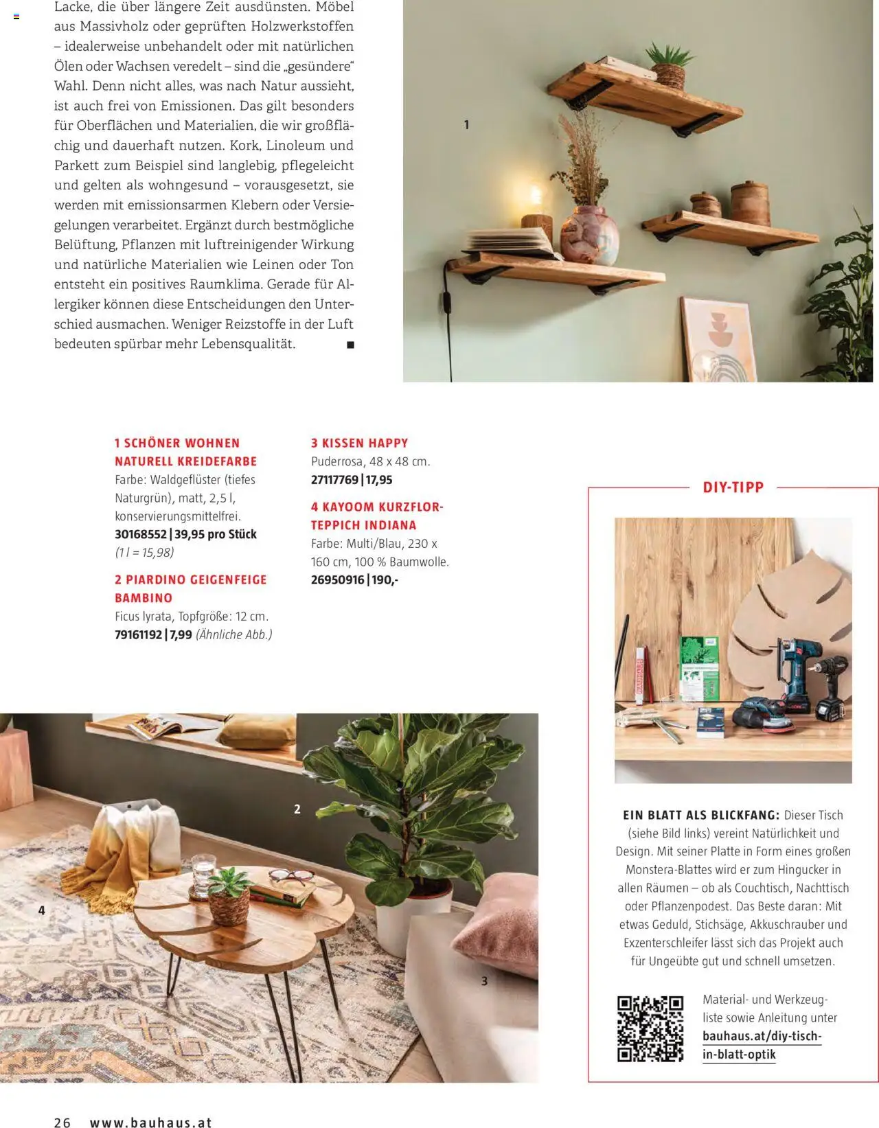 Bauhaus Passt! gültig ab 01.10.2025 | Seite: 26 | Produkte: Kissen, Nachttisch, Tisch, Teppich