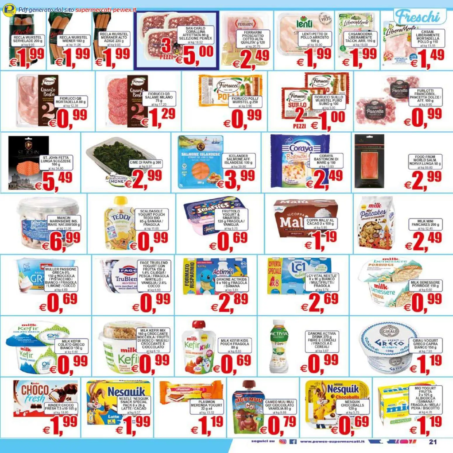 Volantino Pewex del 07.04.2026 | Pagina: 21 | Prodotti: Salame, Latte, Wurstel, Pera