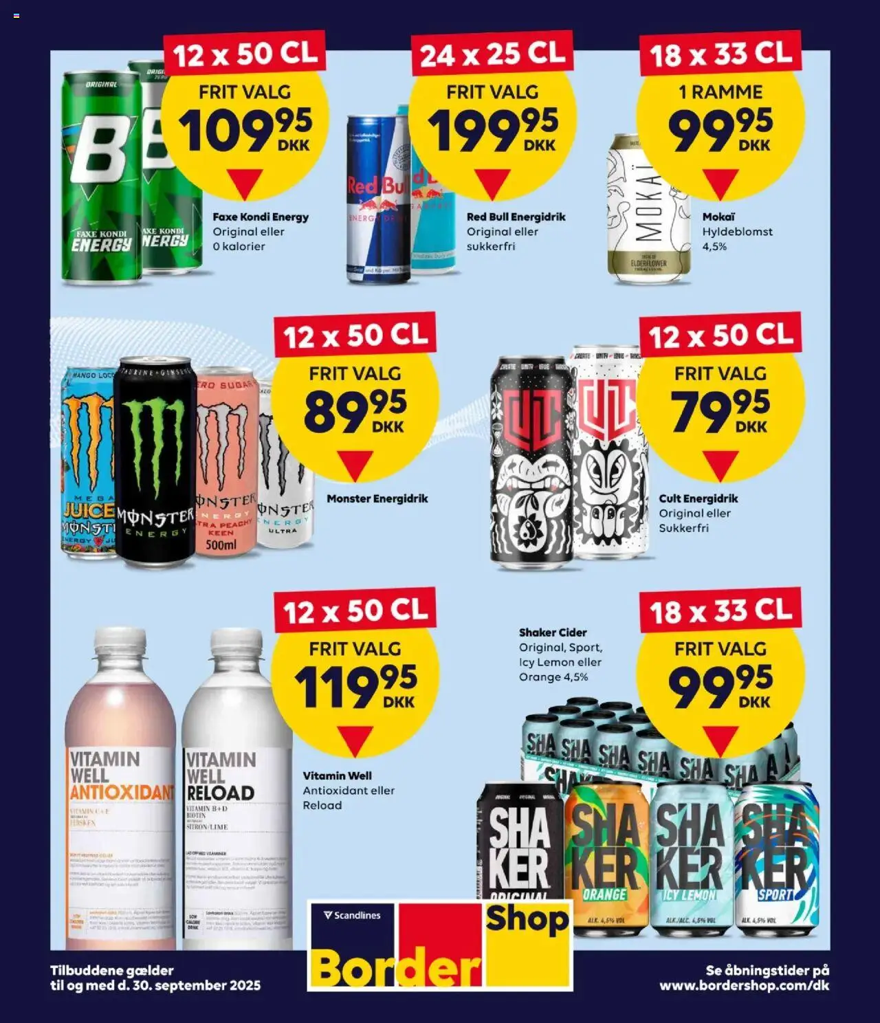 Bordershop Tilbudsavis gyldig fra 13.08.2025 | Side: 1 | Produkter: Mango, Cider, Faxe Kondi