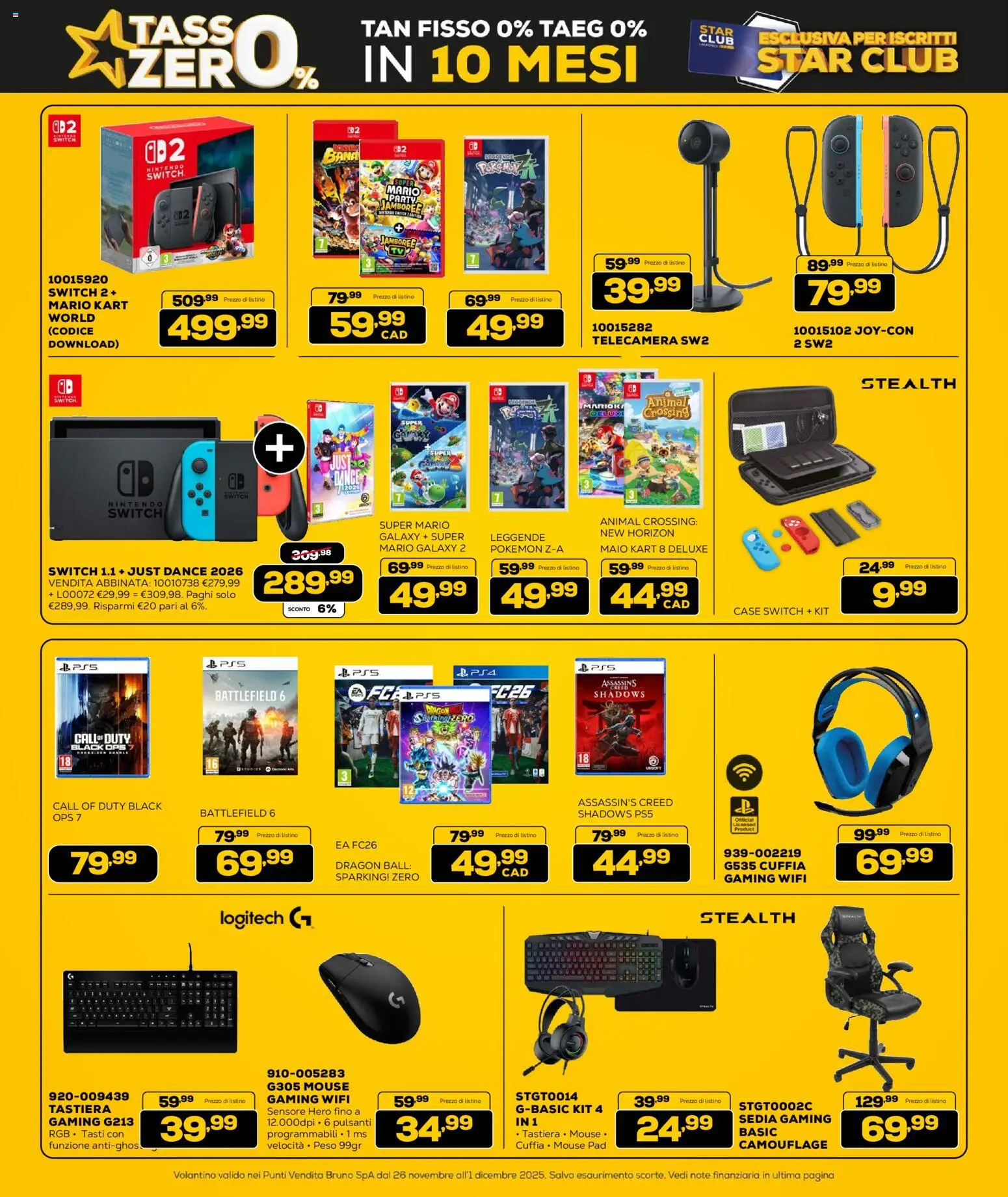 Volantino Euronics del 26.11.2025 | Pagina: 11 | Prodotti: Mouse, Tastiera, Sedia