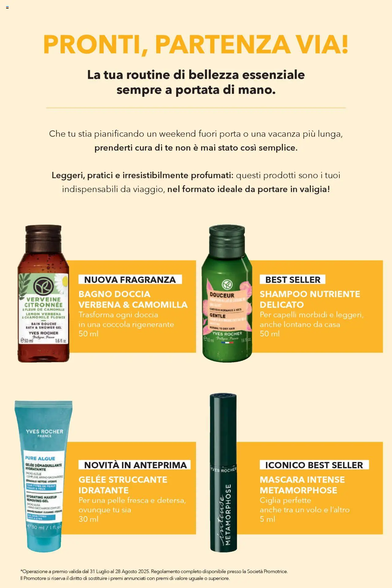 Volantino Yves Rocher del 31.07.2025 | Pagina: 12 | Prodotti: Shampoo, Struccante, Valigia, Doccia
