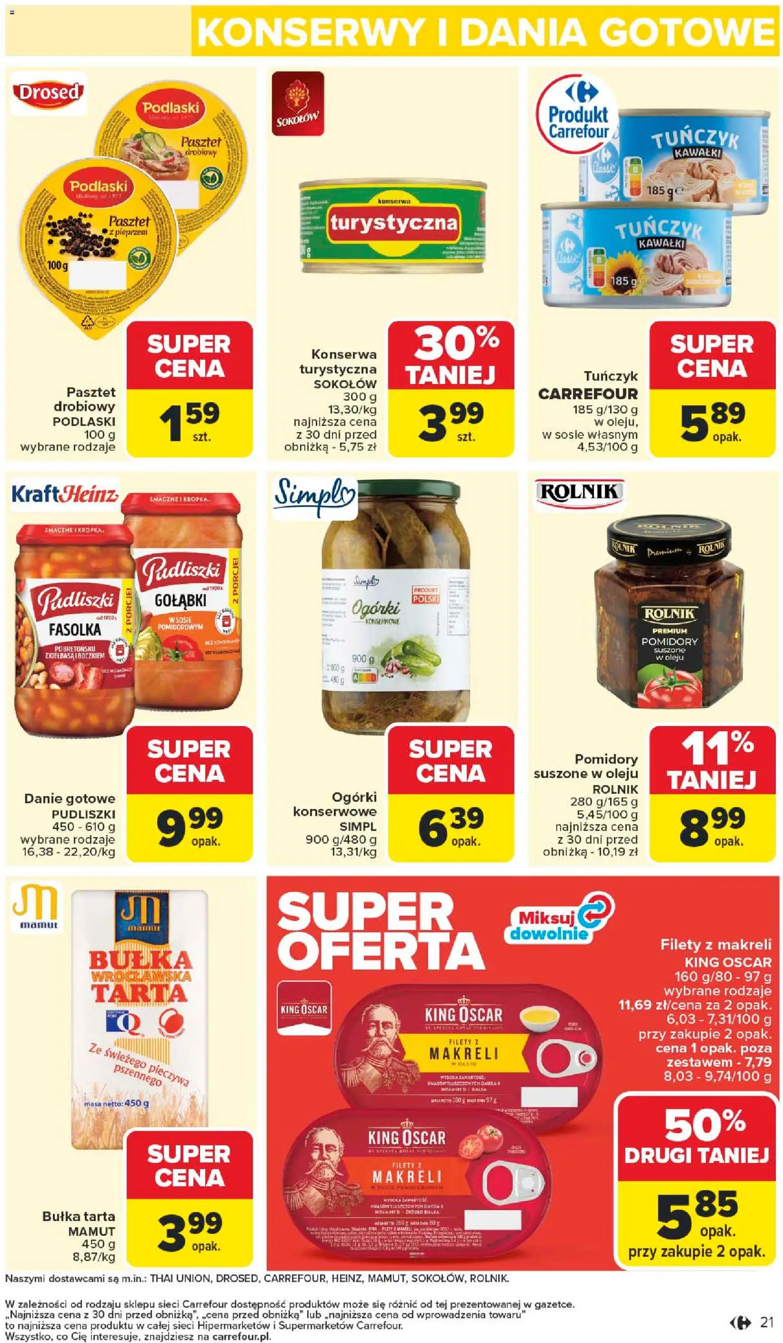 Carrefour Gazetka - Starachowice Zmieniliśmy się dla Ciebie od 27.10.2025 | Strona: 23 | Produkty: Bułka tarta, Tuńczyk, Fasolka w sosie pomidorowym, Dania gotowe