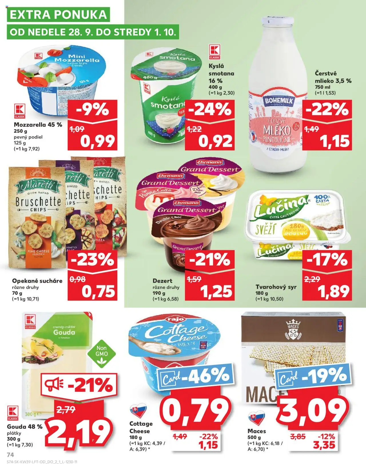 Nové Kaufland akcie – leták je platný od 25.09.2025 | Strana: 74 | Produkty: Mlieko, Syr, Smotana, Gouda