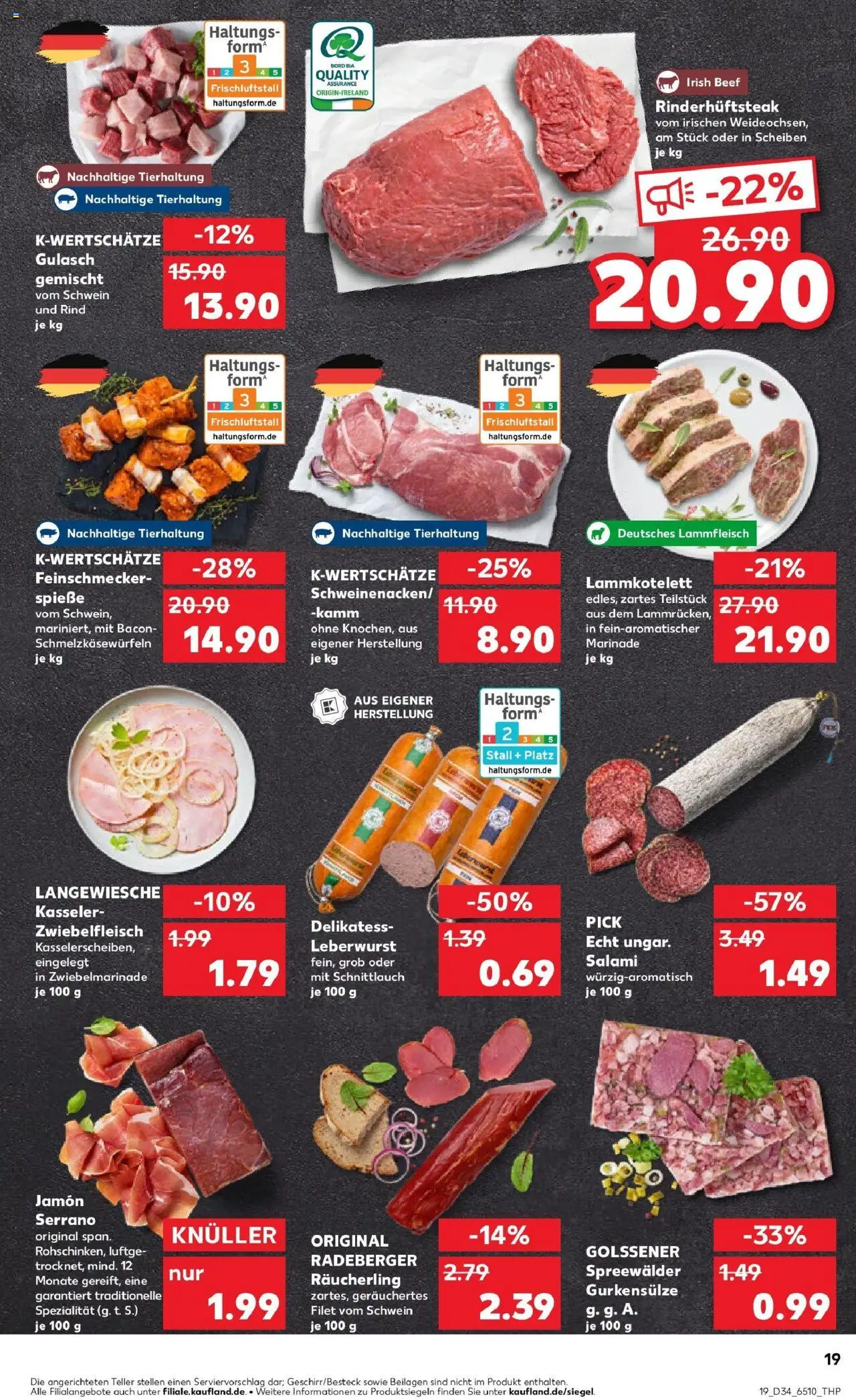Kaufland prospekt Köln	 - gültig ab dem 21.08.2025 | Seite: 19 | Produkte: Spieße, Gulasch, Salami, Steak