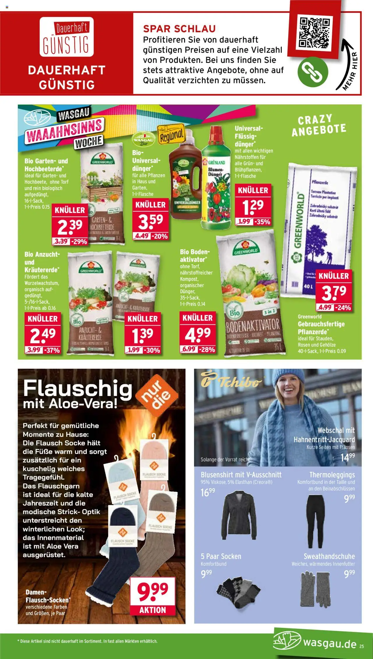 Wasgau Prospekt 	 – gültig ab 22.09.2025 | Seite: 25 | Produkte: Pflanzerde, Blumen, Socken