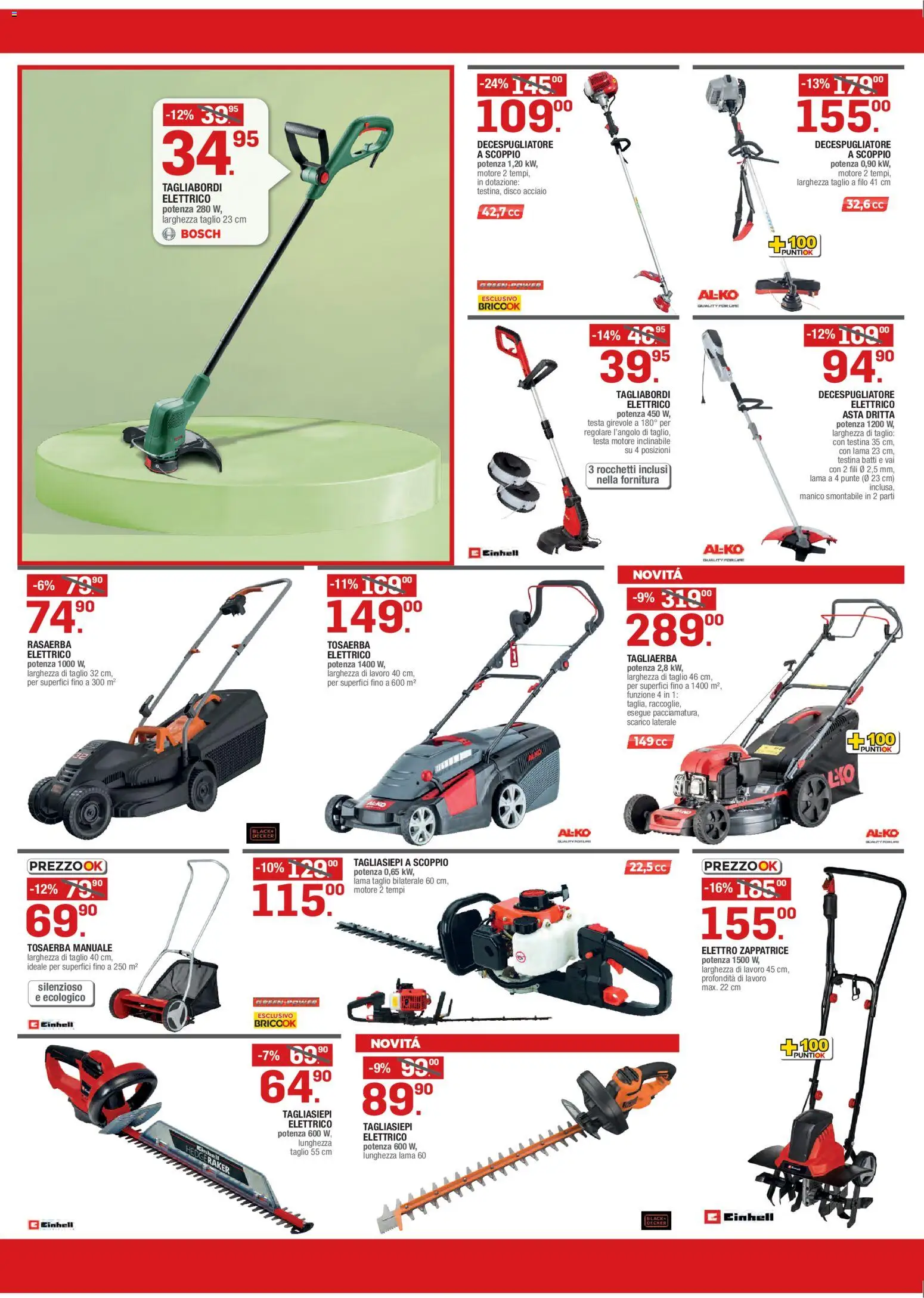 Volantino Brico OK del 02.04.2026 | Pagina: 6 | Prodotti: Tagliasiepi, Rasaerba, Decespugliatore, Disco