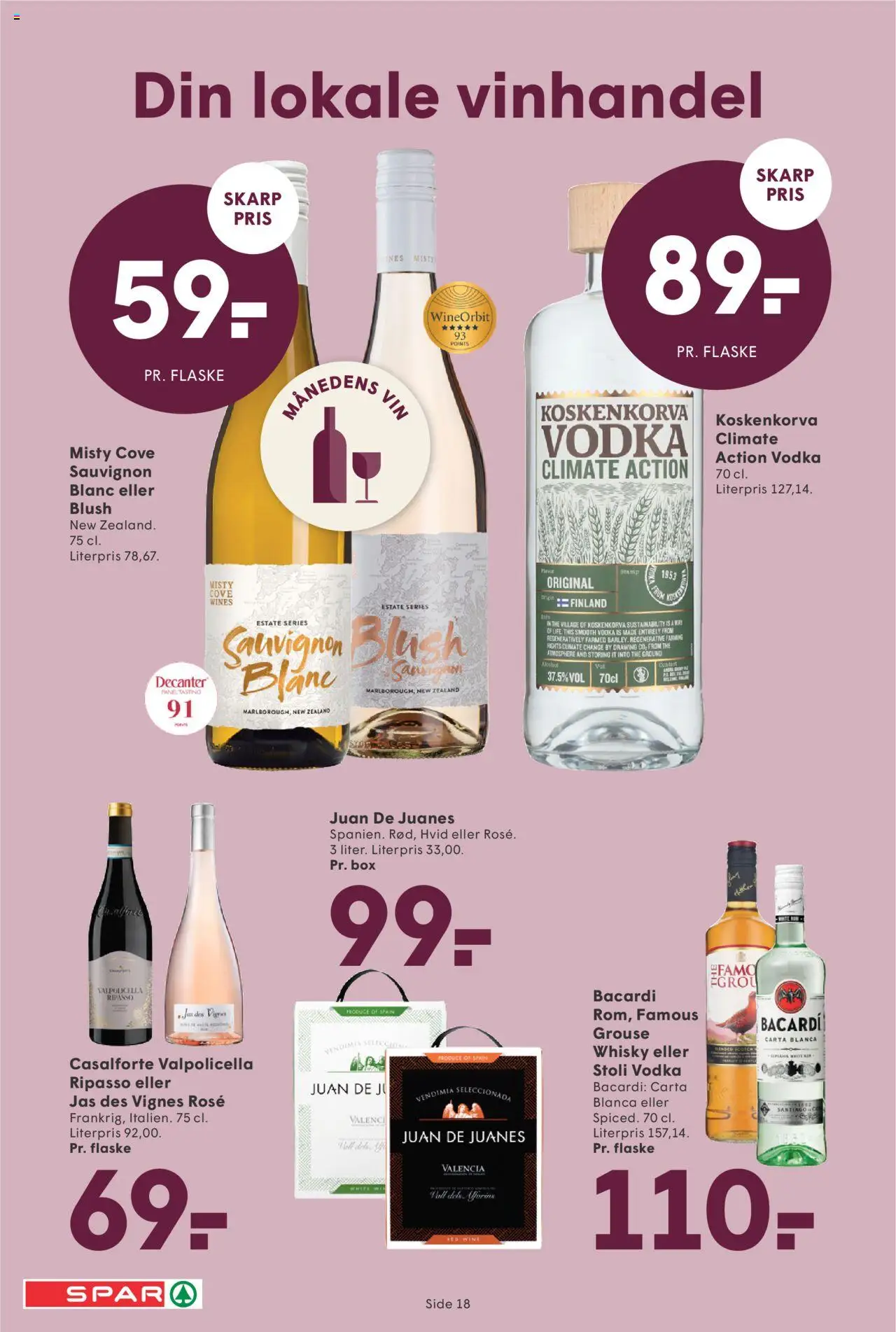 Spar Tilbudsavis gyldig fra 04.07.2025 | Side: 18 | Produkter: Vin, Vodka, Whisky, Is