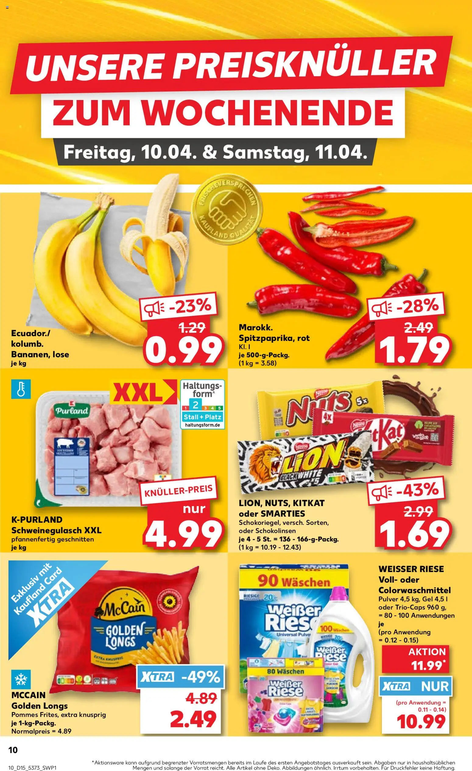 Kaufland Prospekt Hamburg	 – gültig ab 09.04.2026 | Seite: 10 | Produkte: Schweinegulasch, Smarties, Pommes, McCain