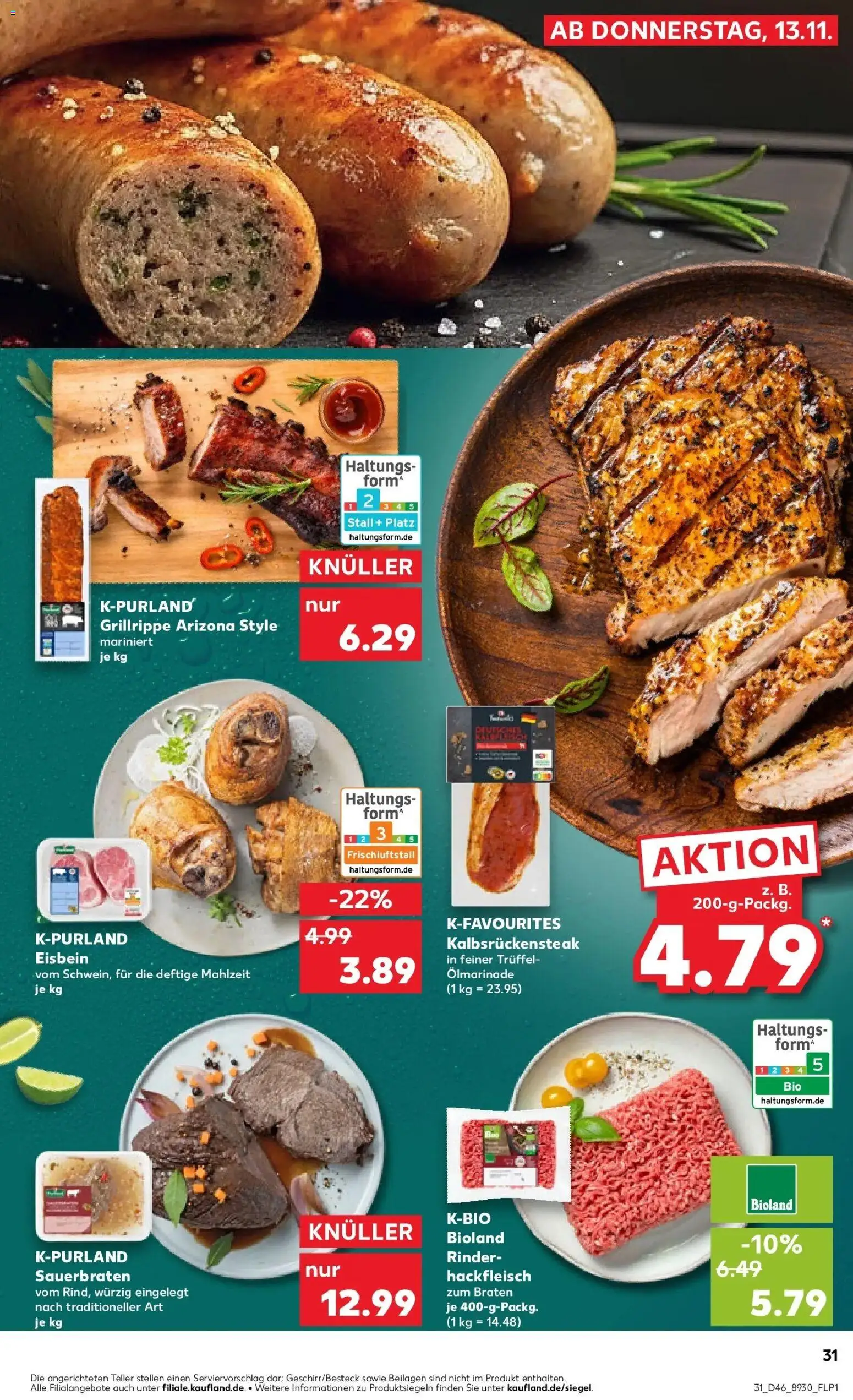 Kaufland prospekt Ulm	 – gültig ab 13.11.2025 | Seite: 31 | Produkte: Steak, Hackfleisch