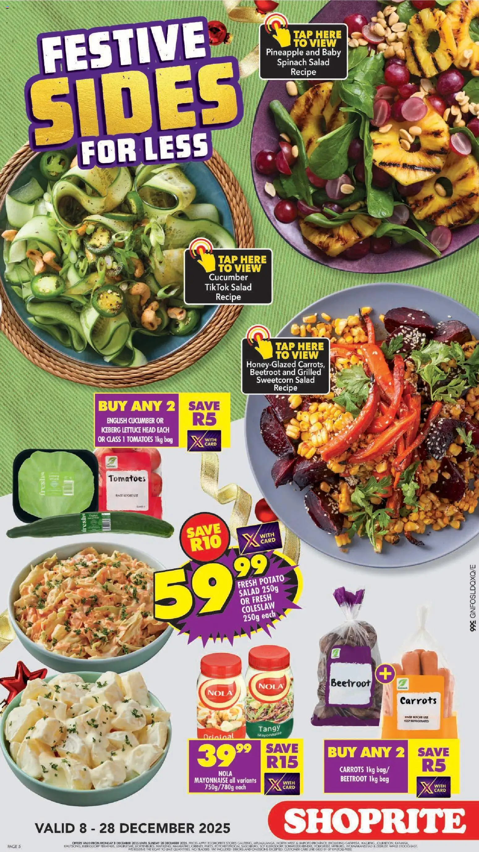New Shoprite catalogue – valid from 08.12.2025 | Page: 5 | Products: Bag, Tap, Mayonnaise, Lettuce