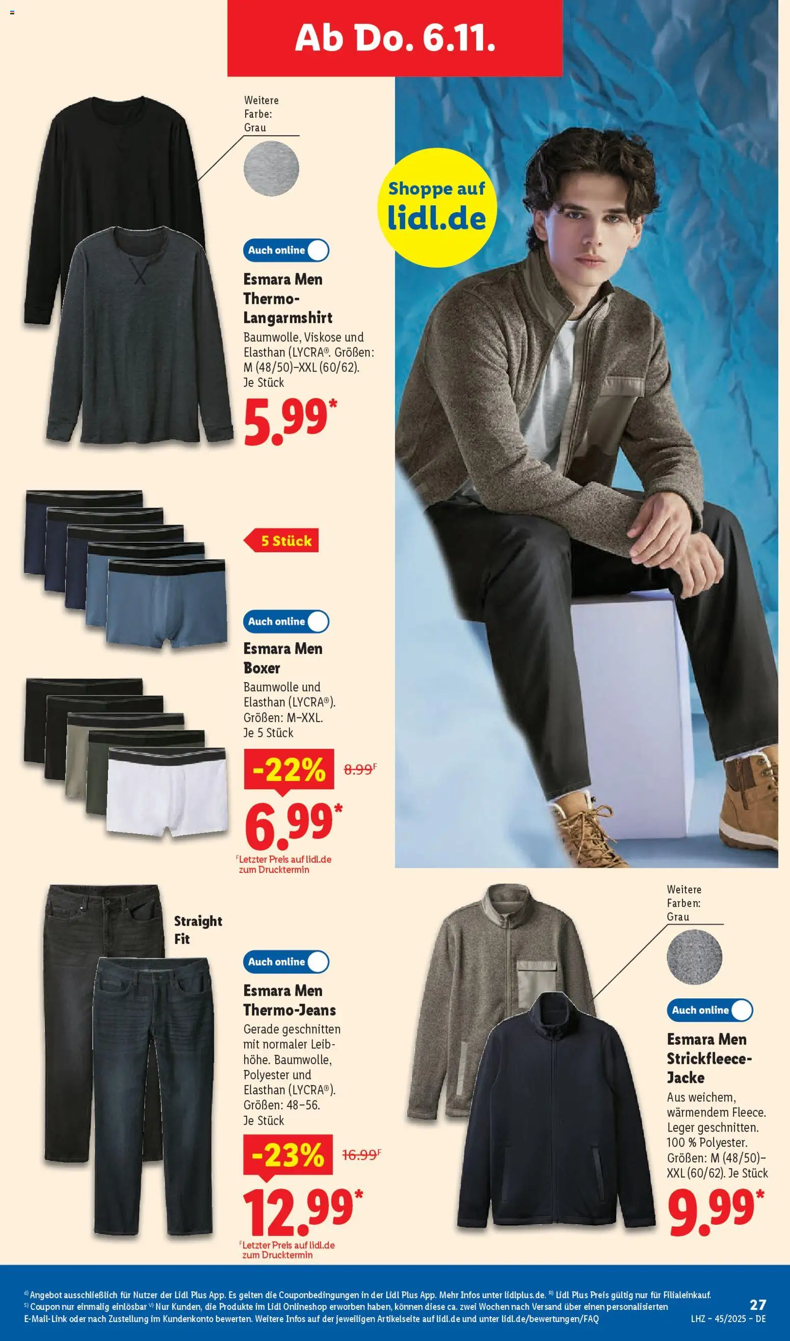 Lidl Prospekt Holzminden – gültig ab 03.11.2025 | Seite: 49 | Produkte: Langarmshirt, Jacke, Boxer