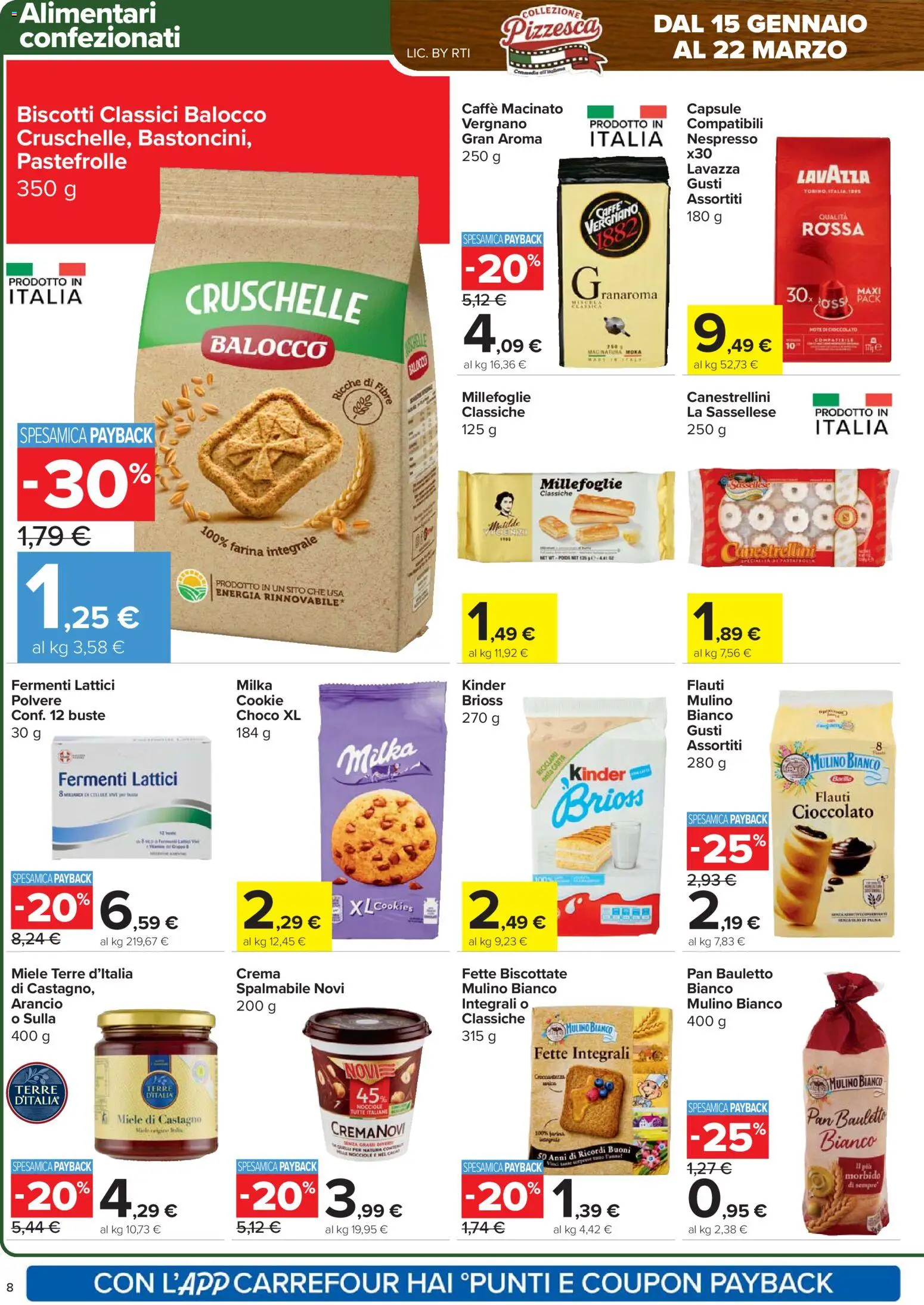 Volantino Carrefour del 15.01.2026 | Pagina: 8 | Prodotti: Cioccolato, Nocciole, Lavazza, Macinato