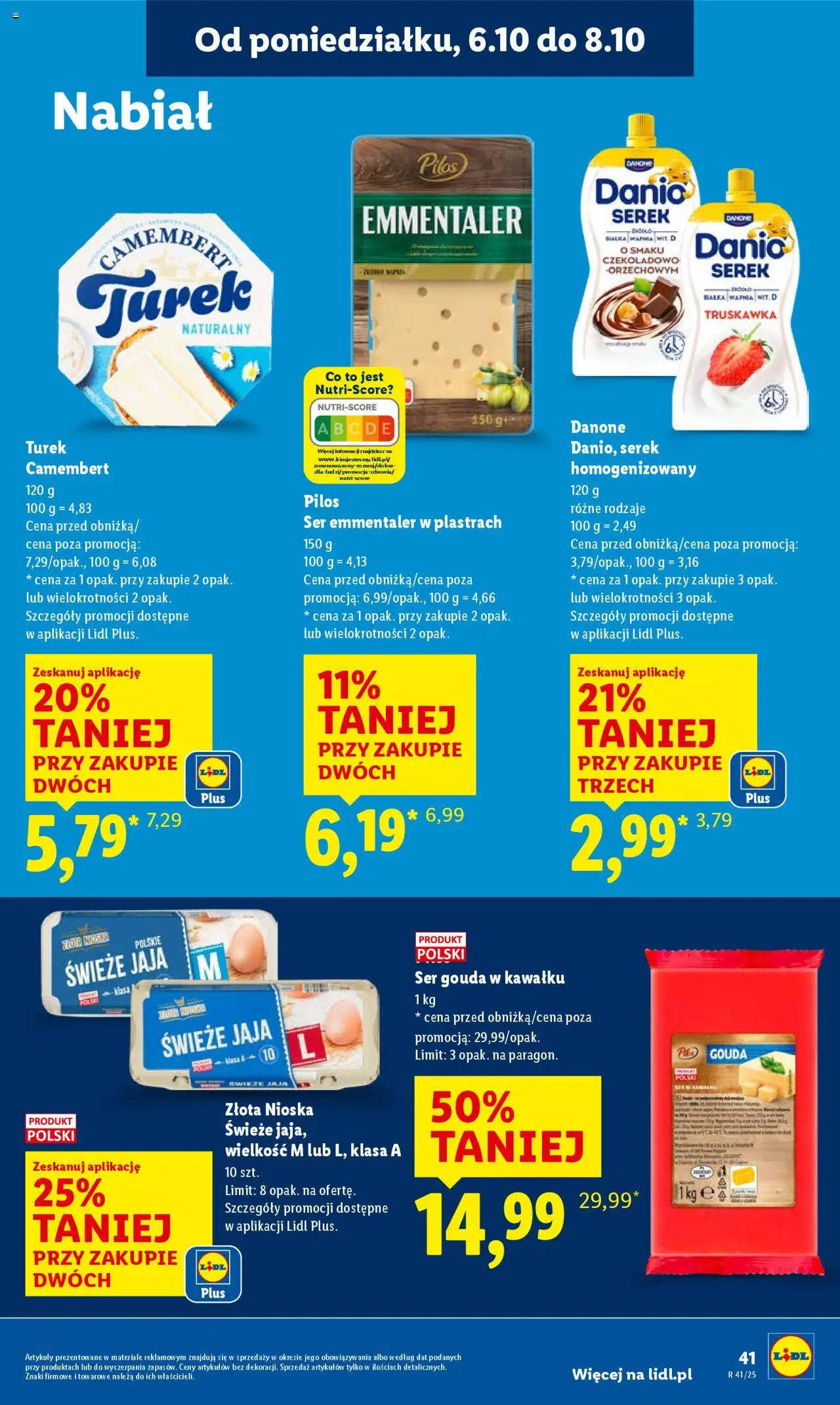 Lidl Gazetka od 06.10.2025 | Strona: 41 | Produkty: Serek homogenizowany, Camembert, Ser, Ser gouda