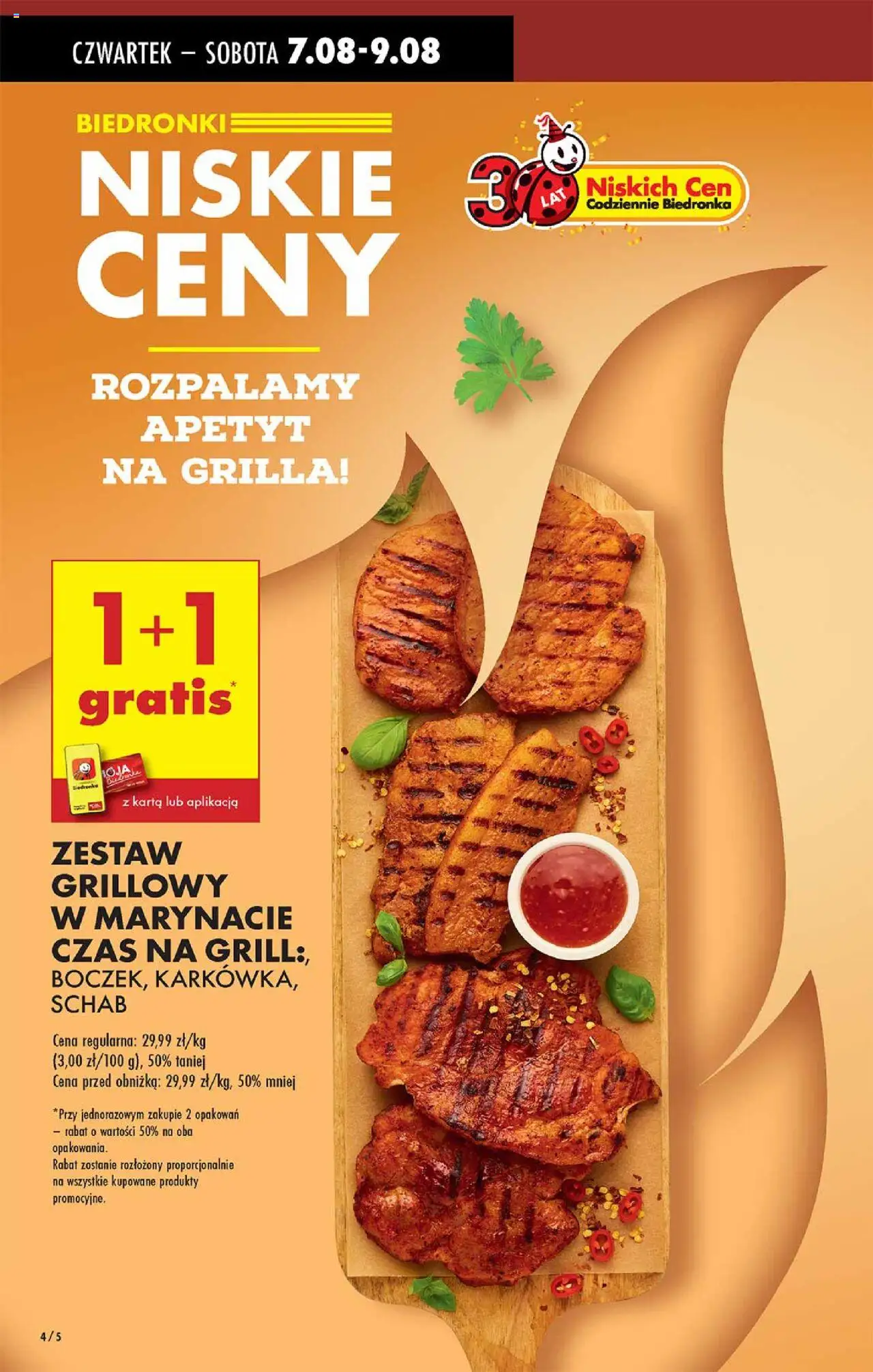 Biedronka gazetka - Oferta W tym tygodniu od 07.08.2025 | Strona: 4 | Produkty: Karta, Schab, Grill