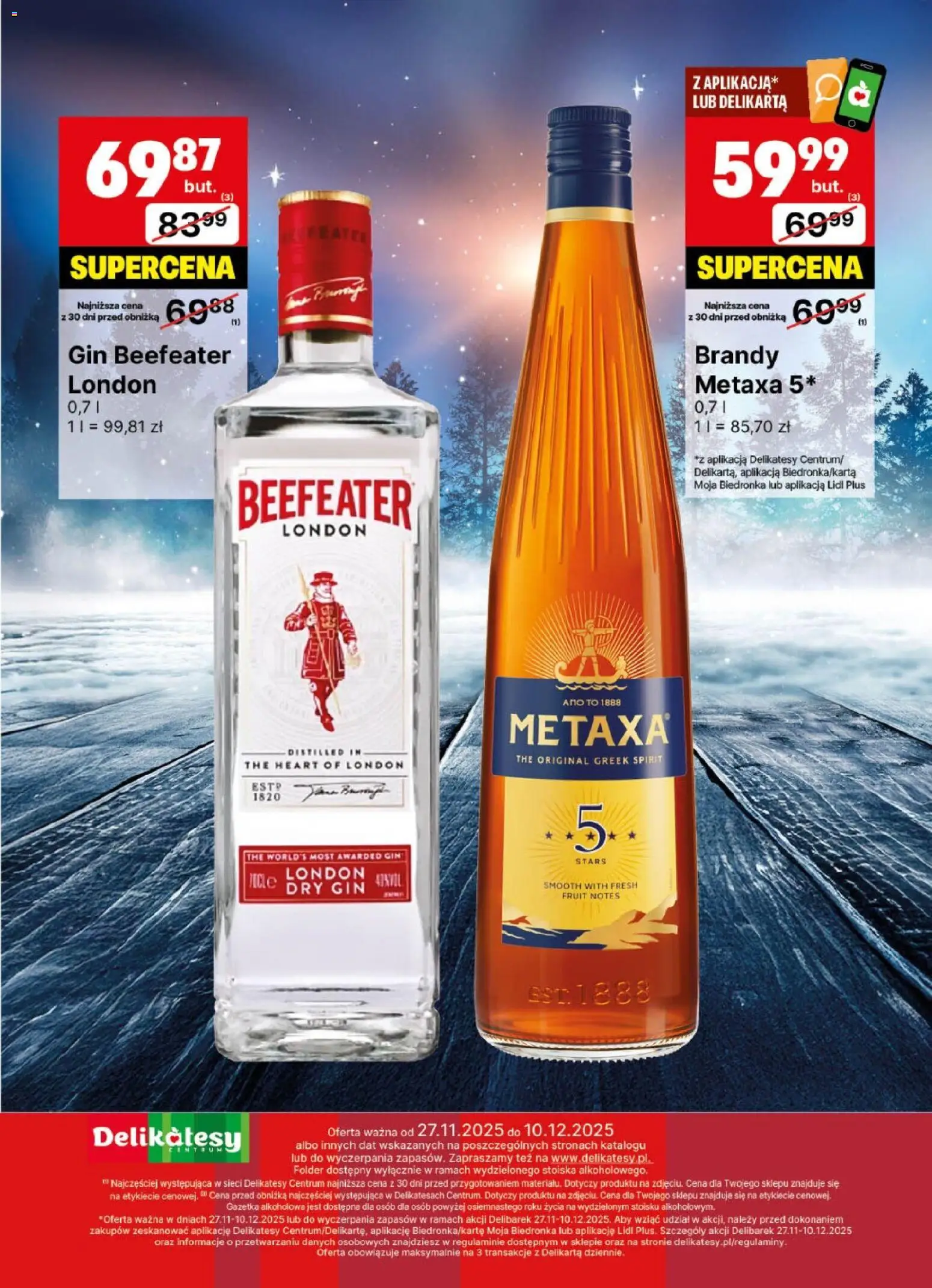Delikatesy Centrum Gazetka - DeliBarek od 27.11.2025 | Strona: 28 | Produkty: Metaxa, Delikatesy, Beefeater, Gin