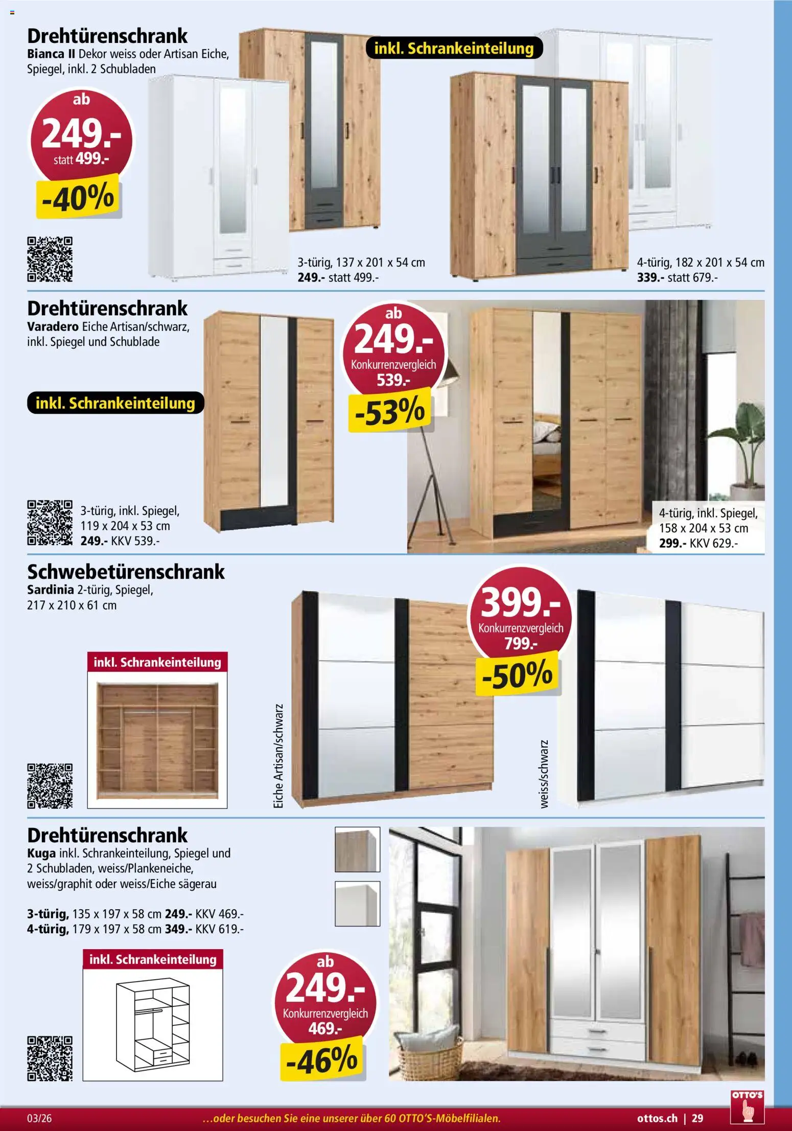 Otto's Aktionen Möbelflyer – gültig ab 01.03.2026 | Seite: 29 | Produkte: Schwebetürenschrank, Spiegel, Drehtürenschrank