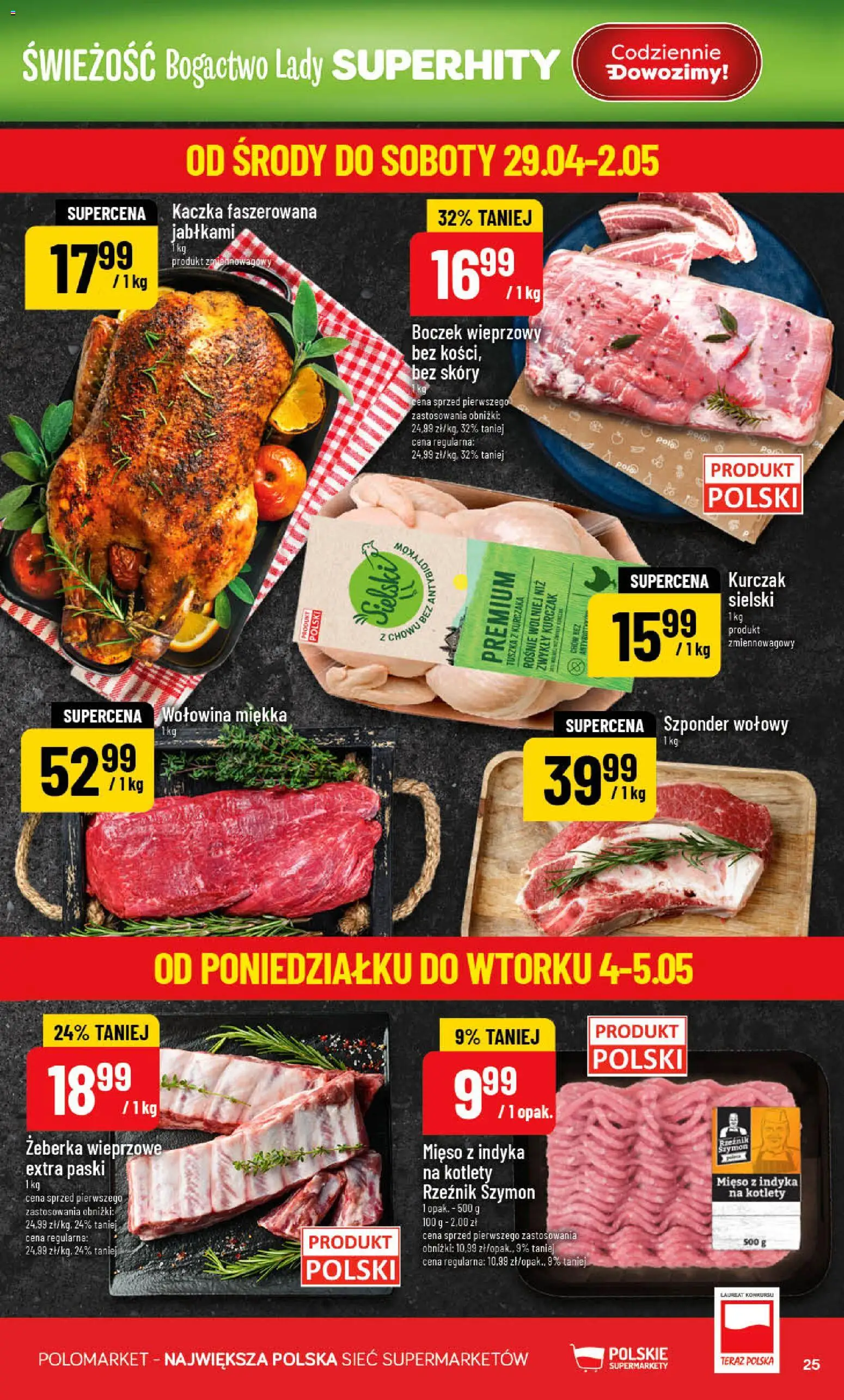 POLOmarket gazetka od 29.04.2026 | Strona: 25 | Produkty: Kaczka, Mięso z indyka, Wołowina, Kotlety