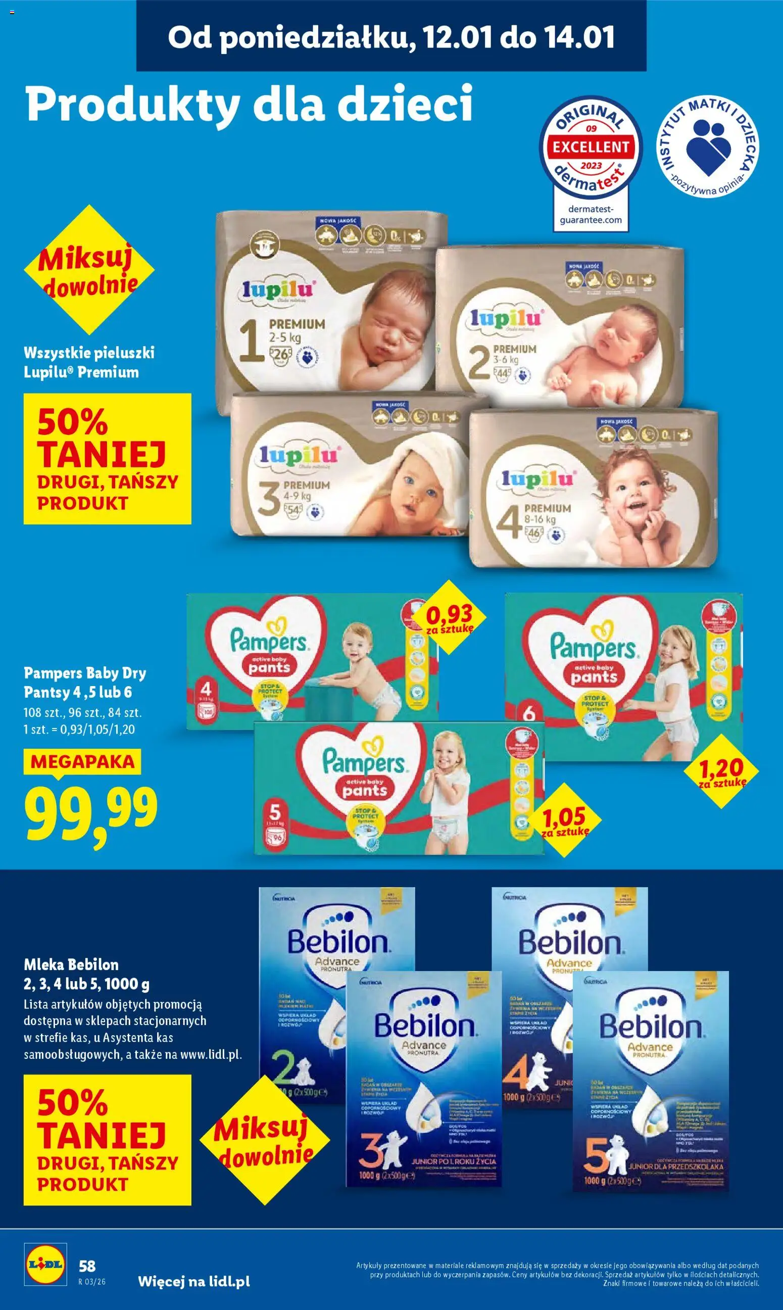 Lidl Gazetka od 12.01.2026 | Strona: 58 | Produkty: Mleka, Pampers