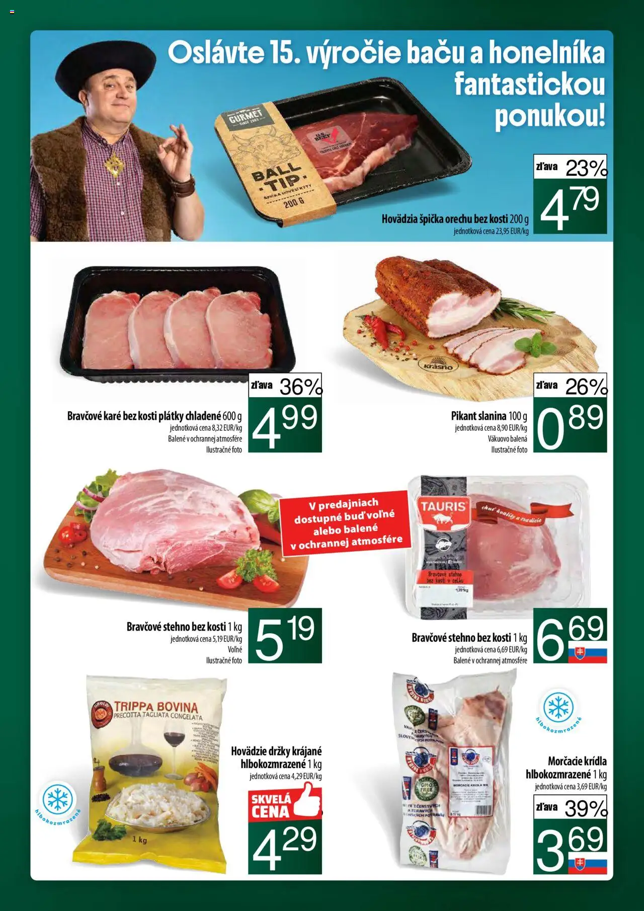 Nové COOP Jednota akcie – leták je platný od 11.09.2025 | Strana: 7 | Produkty: Slanina, Bravčové stehno, Bravčové karé