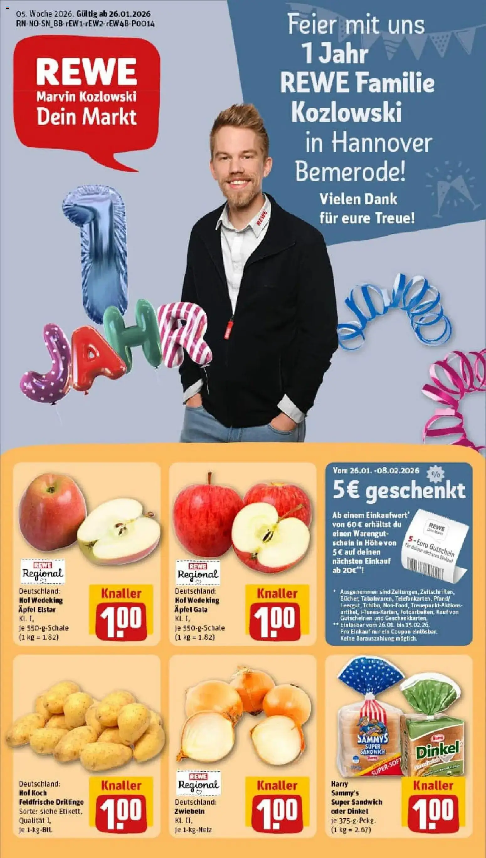 Rewe prospekt Hannover / Bemerode	 – gültig ab 26.01.2026 | Seite: 1 | Produkte: Äpfel, Apple, Zwiebeln