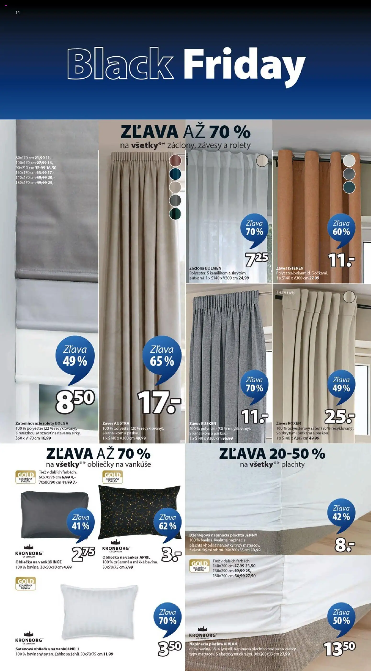 Nové JYSK akcie – leták je platný od 17.11.2025 | Strana: 14 | Produkty: Rolety, Plachta, Obliečky, Vankúš