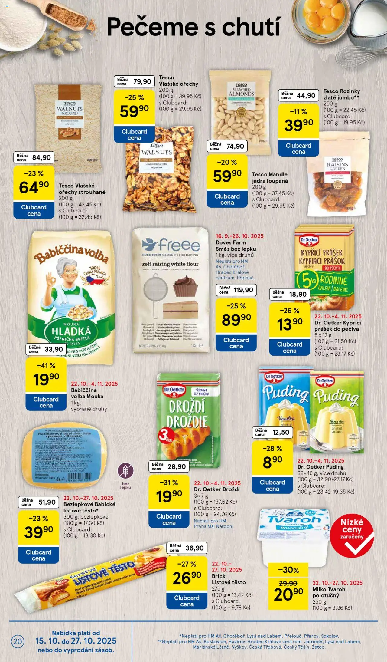 Tesco leták - Hypermarket od 22.10.2025 | Strana: 20 | Produkty: Ořechy, Tvaroh, Puding, Mouka