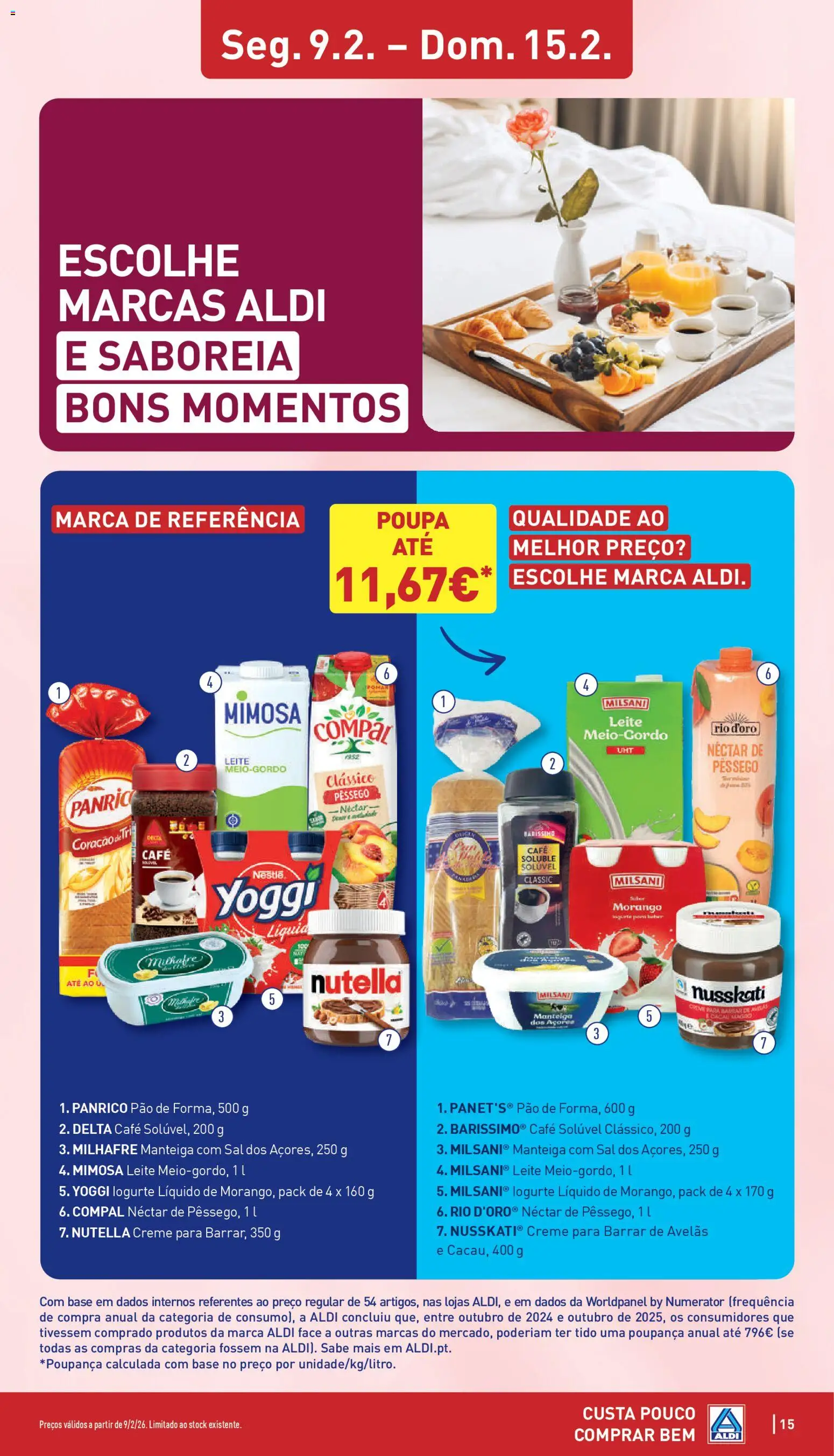 Aldi folheto │ válido de 09.02.2026 | Página: 15 | Produtos: Avelãs, Leite, Café, Creme