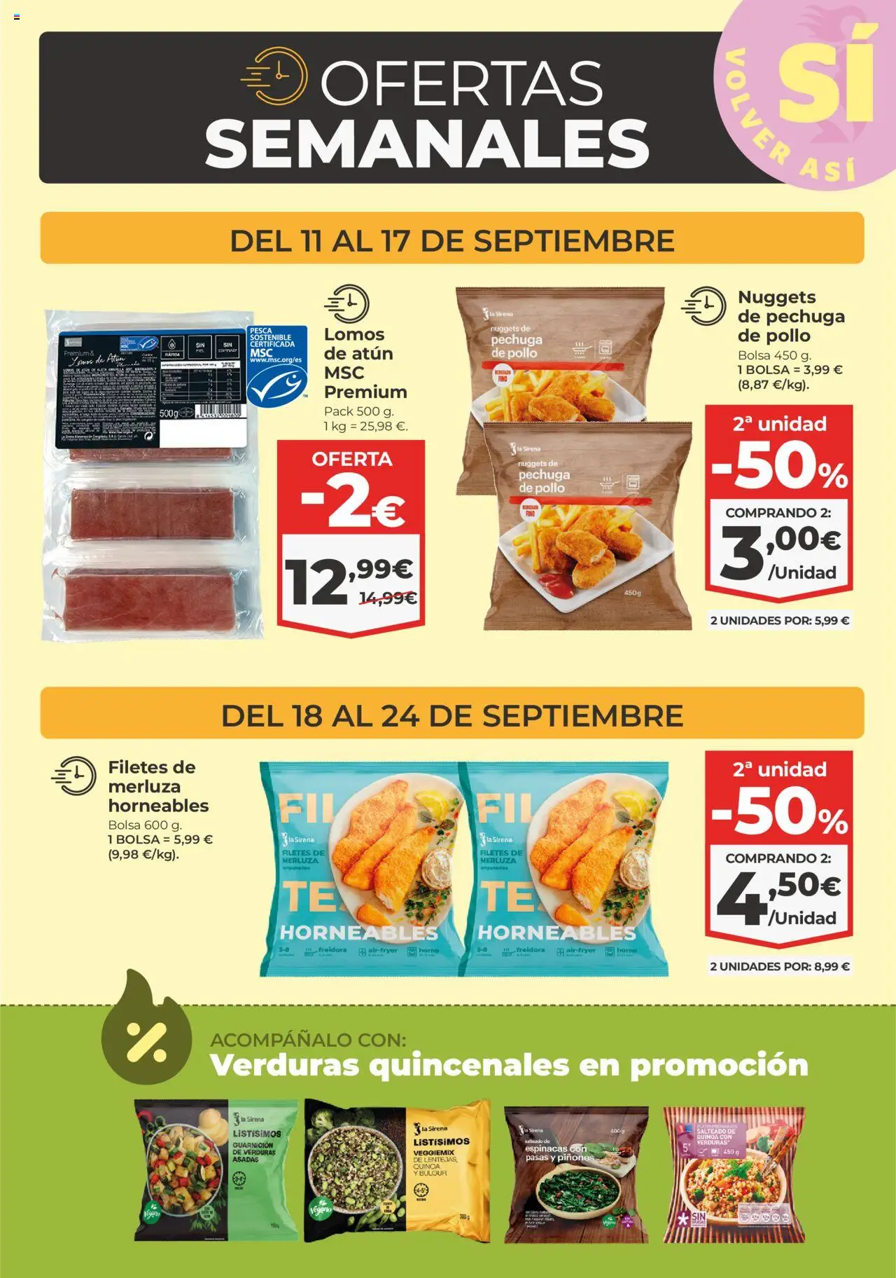 La Sirena folleto │ válido desde el 11.09.2025 | Página: 3 | Productos: Filetes de merluza, Bolsa, Horno, Freidora