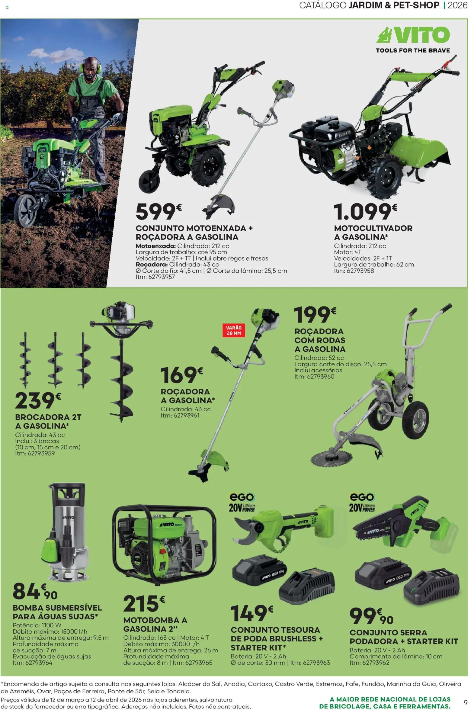 BricoMarché F04 JardimPetShop │ válido de 12.03.2026 | Página: 9 | Produtos: Motoenxada, Ferramentas, Bateria