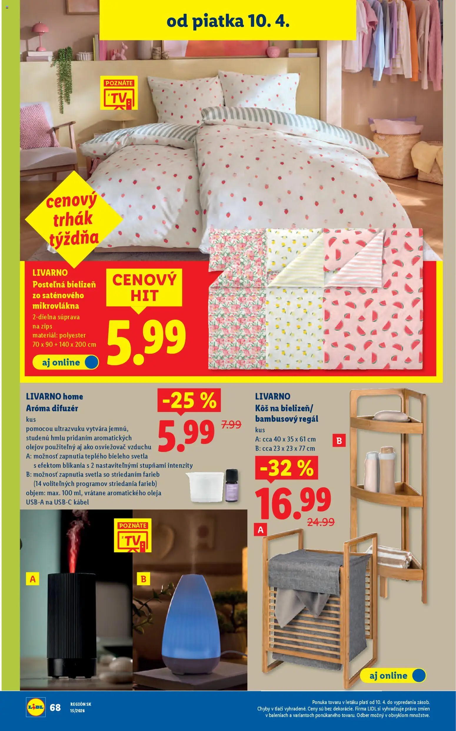 Nové Lidl akcie – leták je platný od 06.04.2026 | Strana: 80 | Produkty: Regál, Difúzer, Aroma difúzer, Osviežovač vzduchu