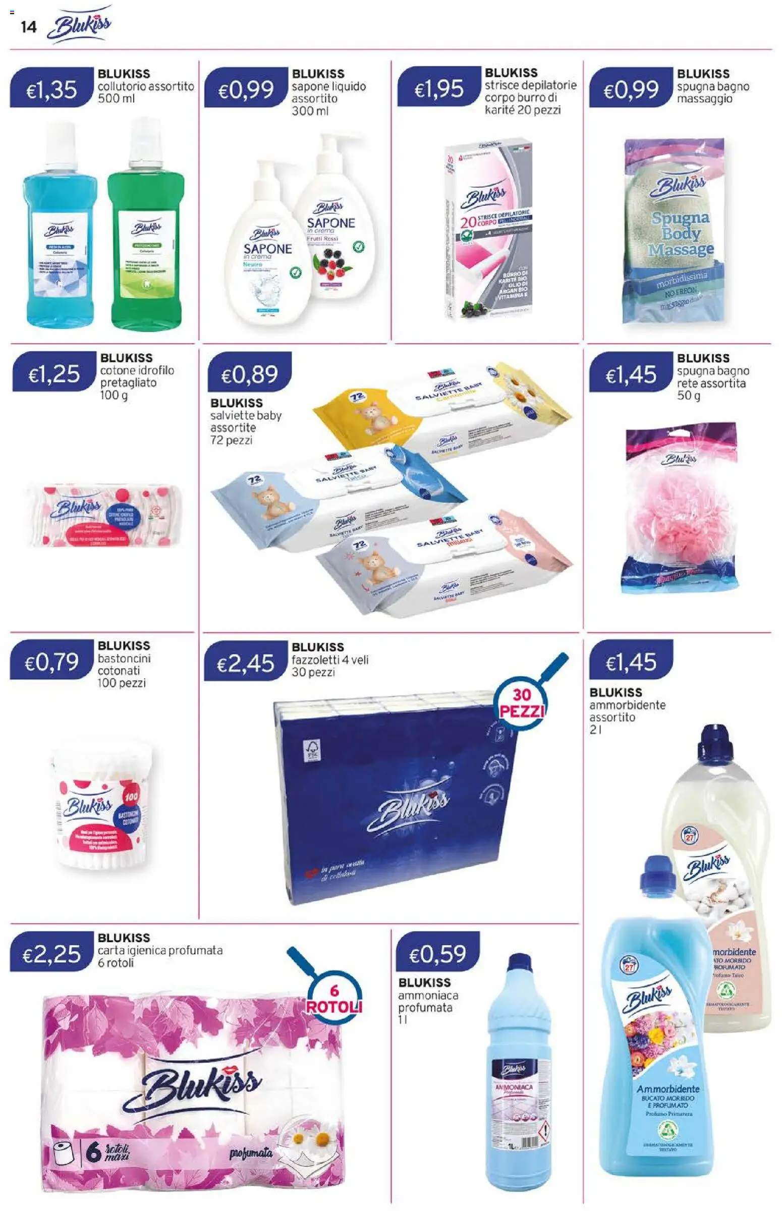 Volantino Sirene Blu del 01.04.2026 | Pagina: 14 | Prodotti: Spugna, Crema, Ammorbidente, Talco