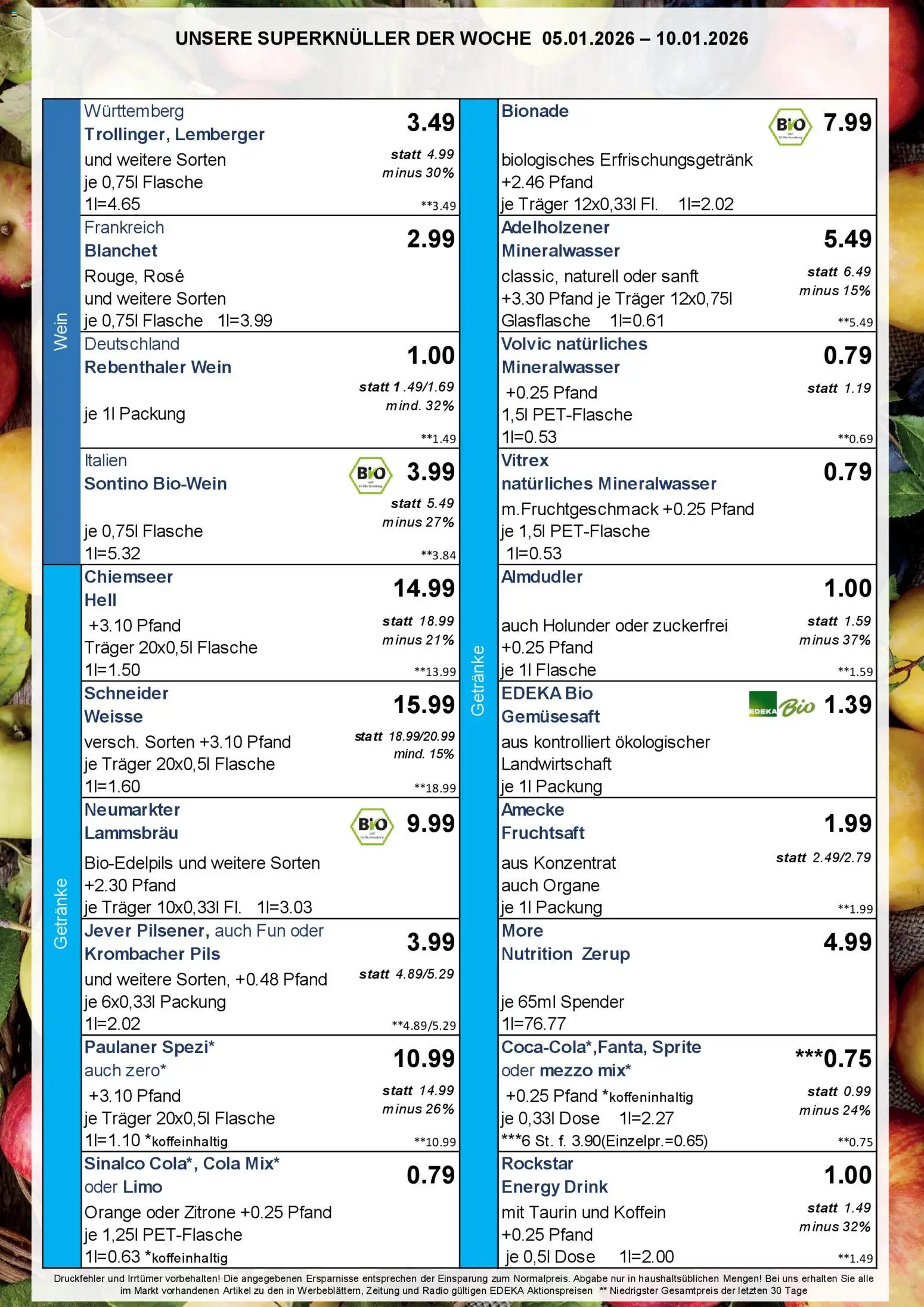 Simmel - Bayern – gültig ab 05.01.2026 | Seite: 4 | Produkte: Sprite, Krombacher, Wein, Volvic