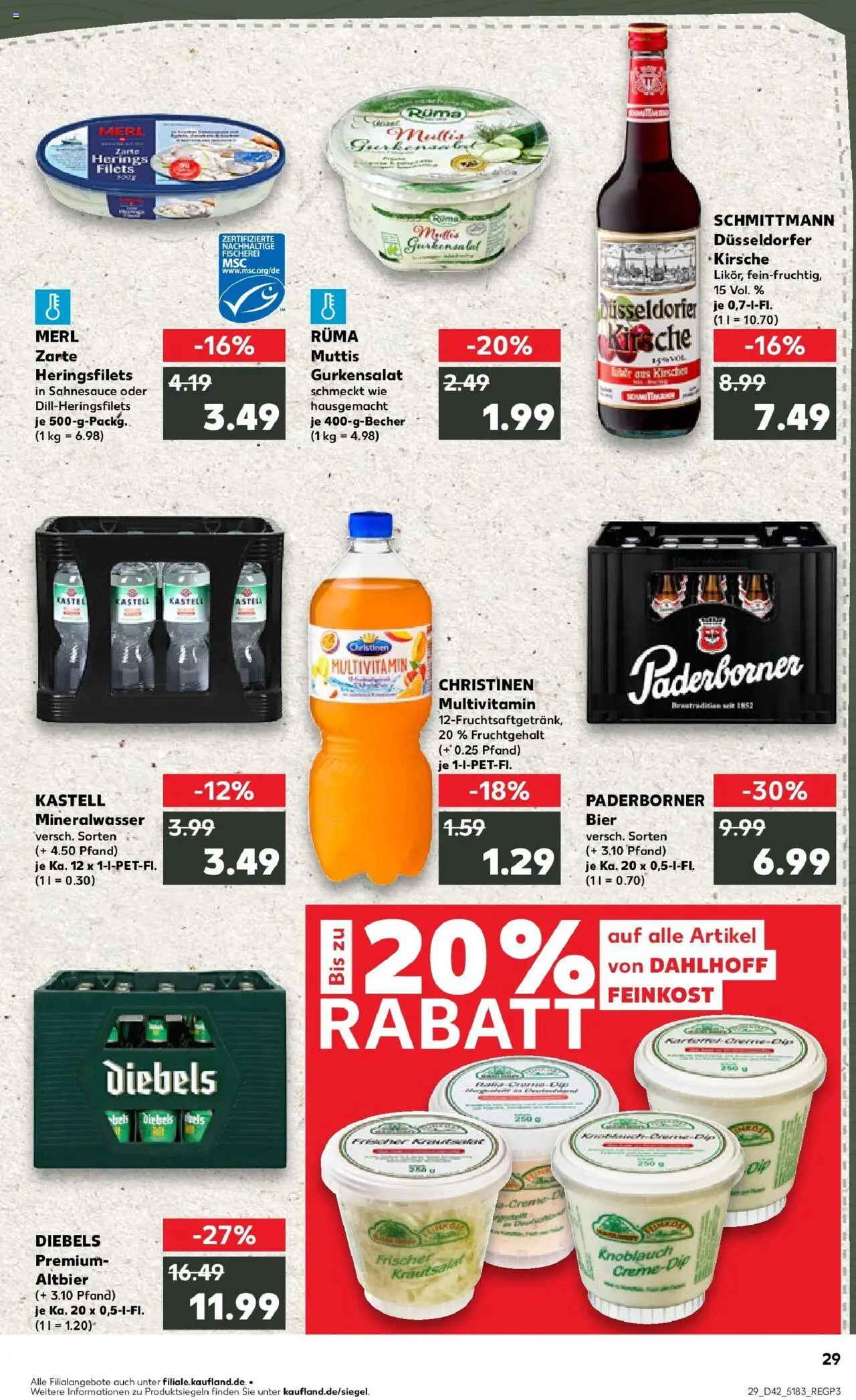 Kaufland prospekt Ratingen	 – gültig ab 15.10.2025 | Seite: 29 | Produkte: Mineralwasser, Kirschen, Knoblauch, Diebels