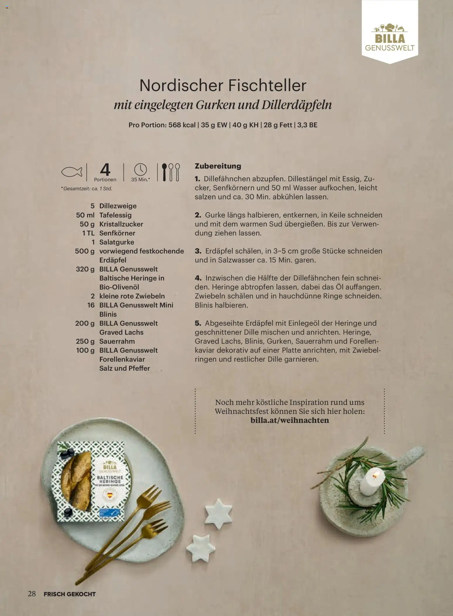 Billa  Frisch Gekocht gültig ab 01.12.2025 | Seite: 28 | Produkte: Gurken, Zwiebeln, Salz, Sauerrahm