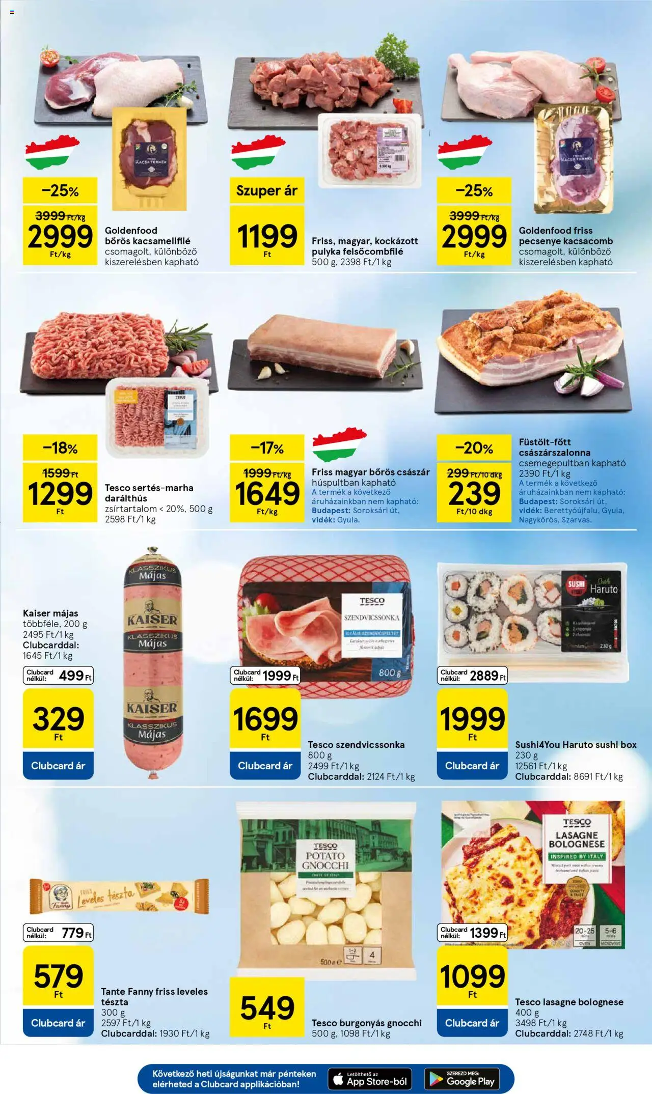 Tesco akciós ujság - amely érvényes a következő dátumtól: 11.09.2025 | Oldal: 3 | Termékek: Leveles tészta, Sushi, Császárszalonna, Kacsa