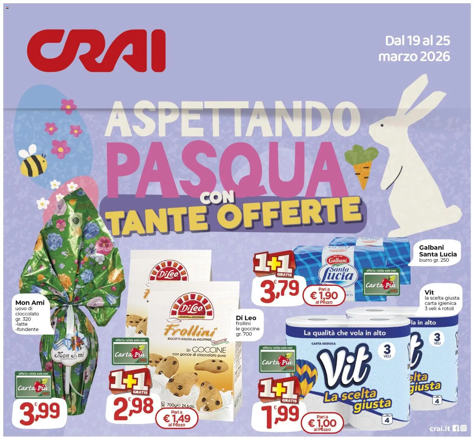 Volantino CRAI del 19.03.2026 | Pagina: 1 | Prodotti: Carta igienica, Cioccolato, Burro, Frollini