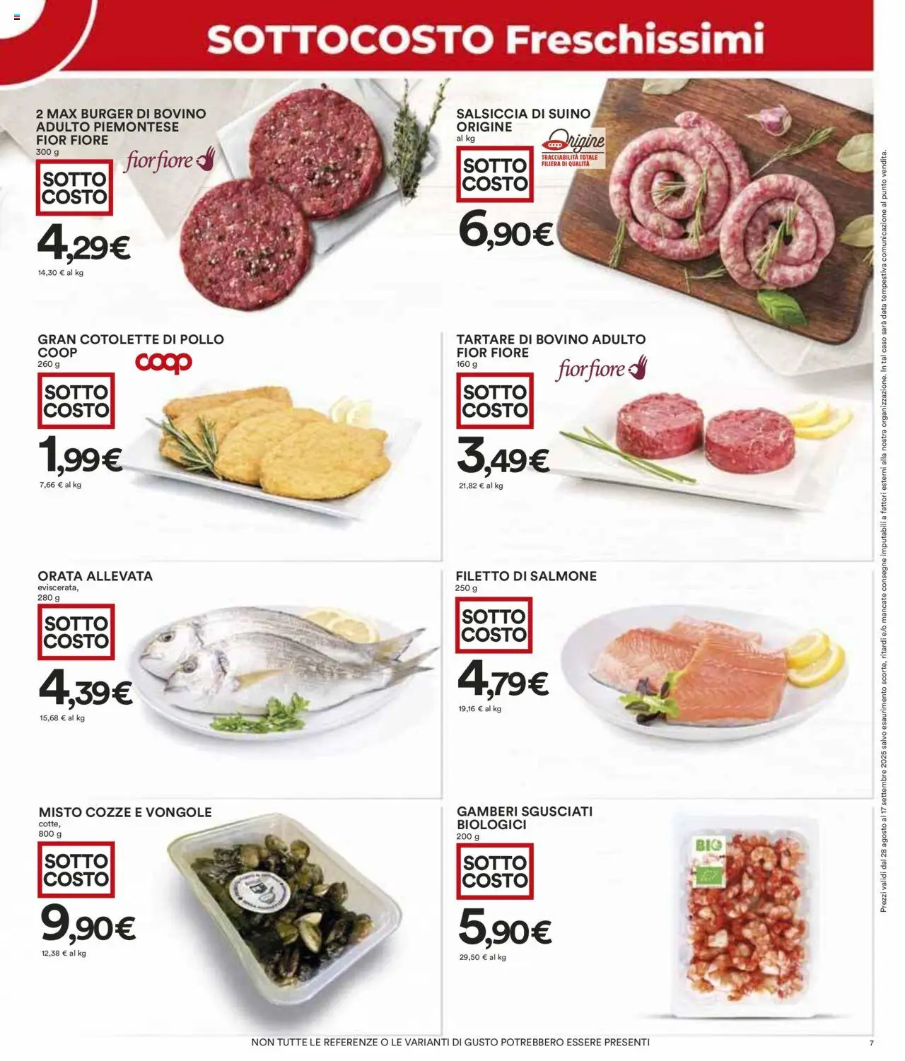 Volantino COOP del 28.08.2025 | Pagina: 7 | Prodotti: Orata, Suino, Salsiccia, Data
