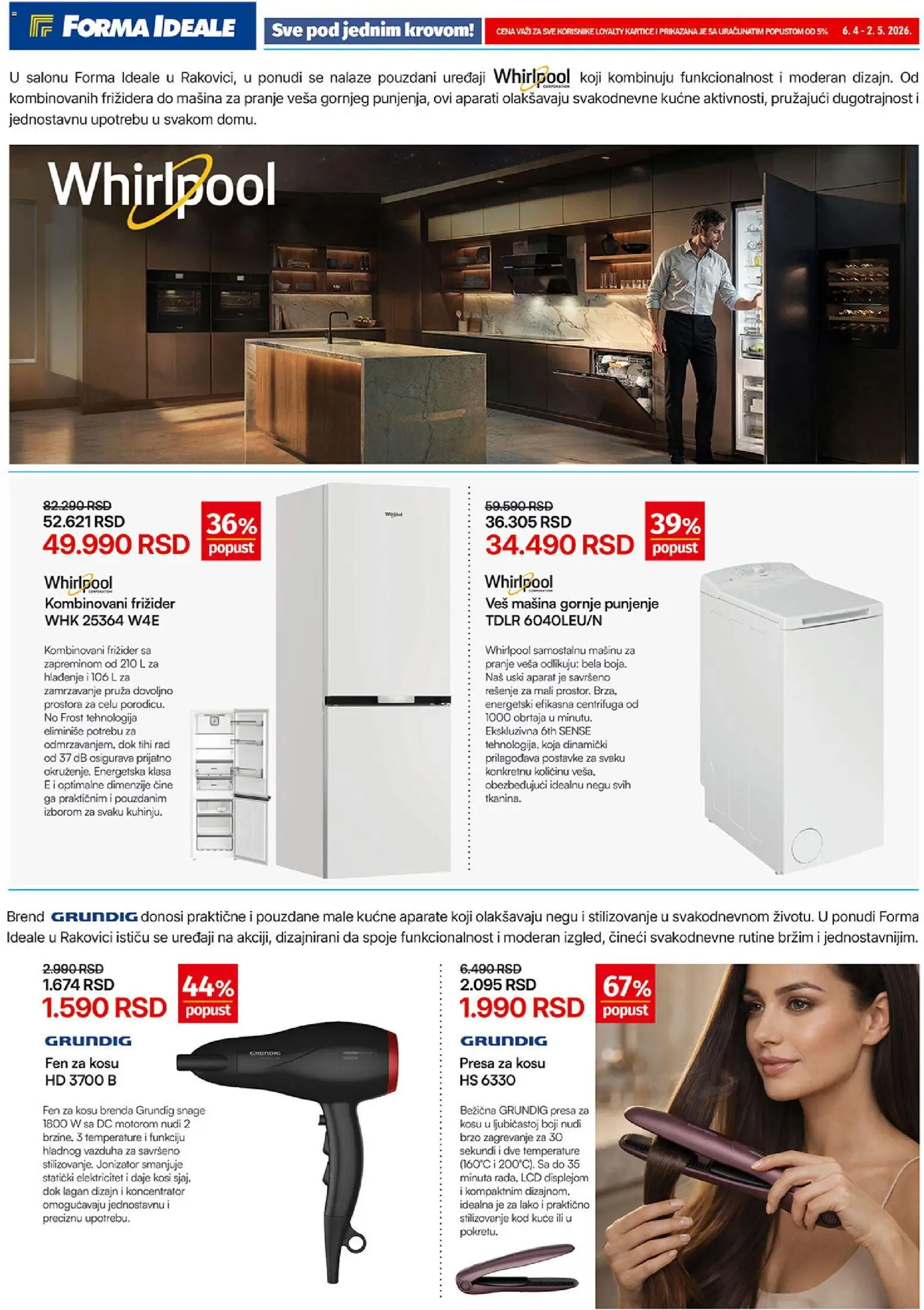 Forma Ideale katalog - važi od 06.04.2026 | Strana: 3 | Proizvode: Fen, Frižider, Veš mašina, Presa za kosu