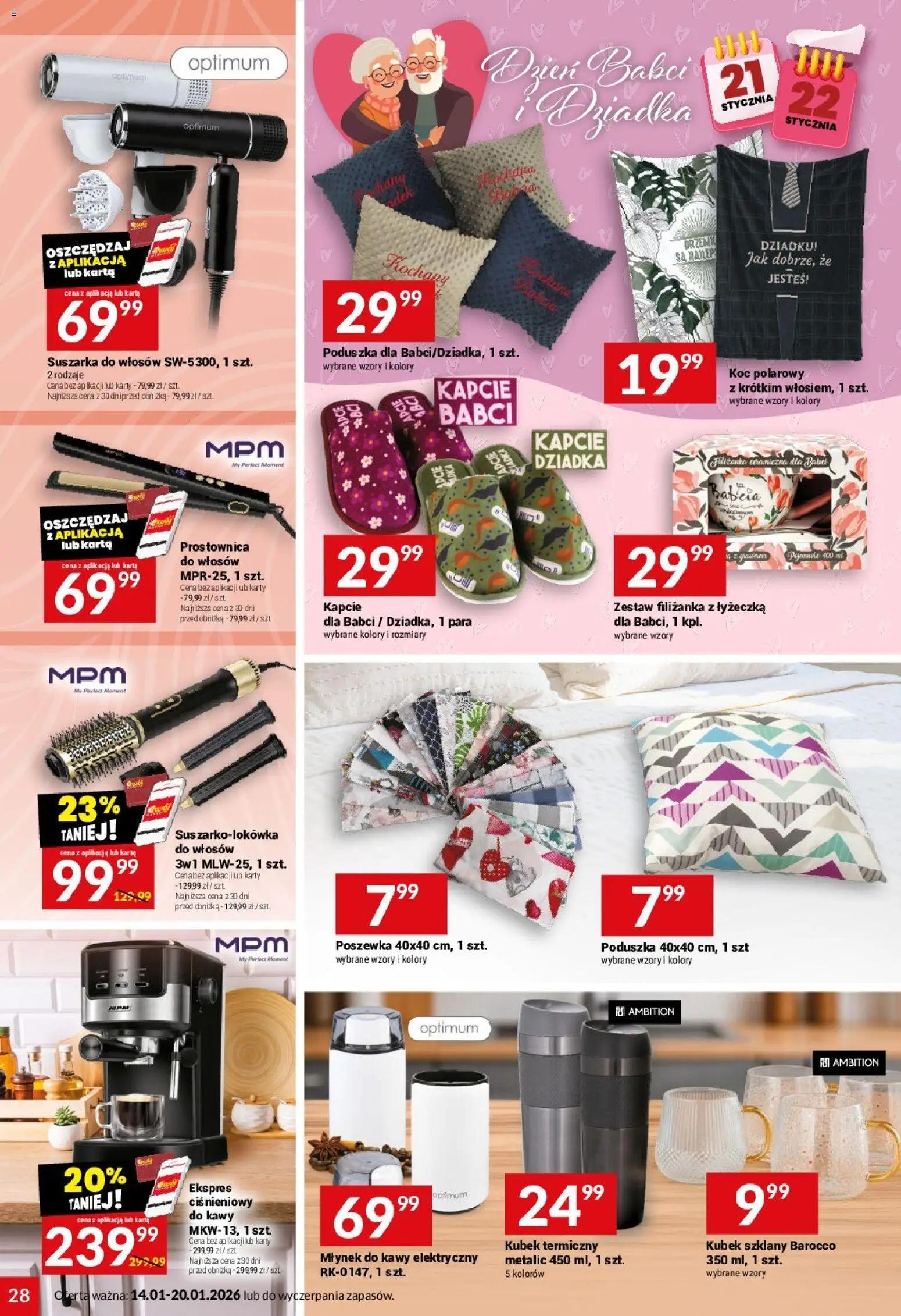 Twój Market Gazetka od 14.01.2026 | Strona: 28 | Produkty: Młynek, Suszarka do włosów, Prostownica, Młynek do kawy